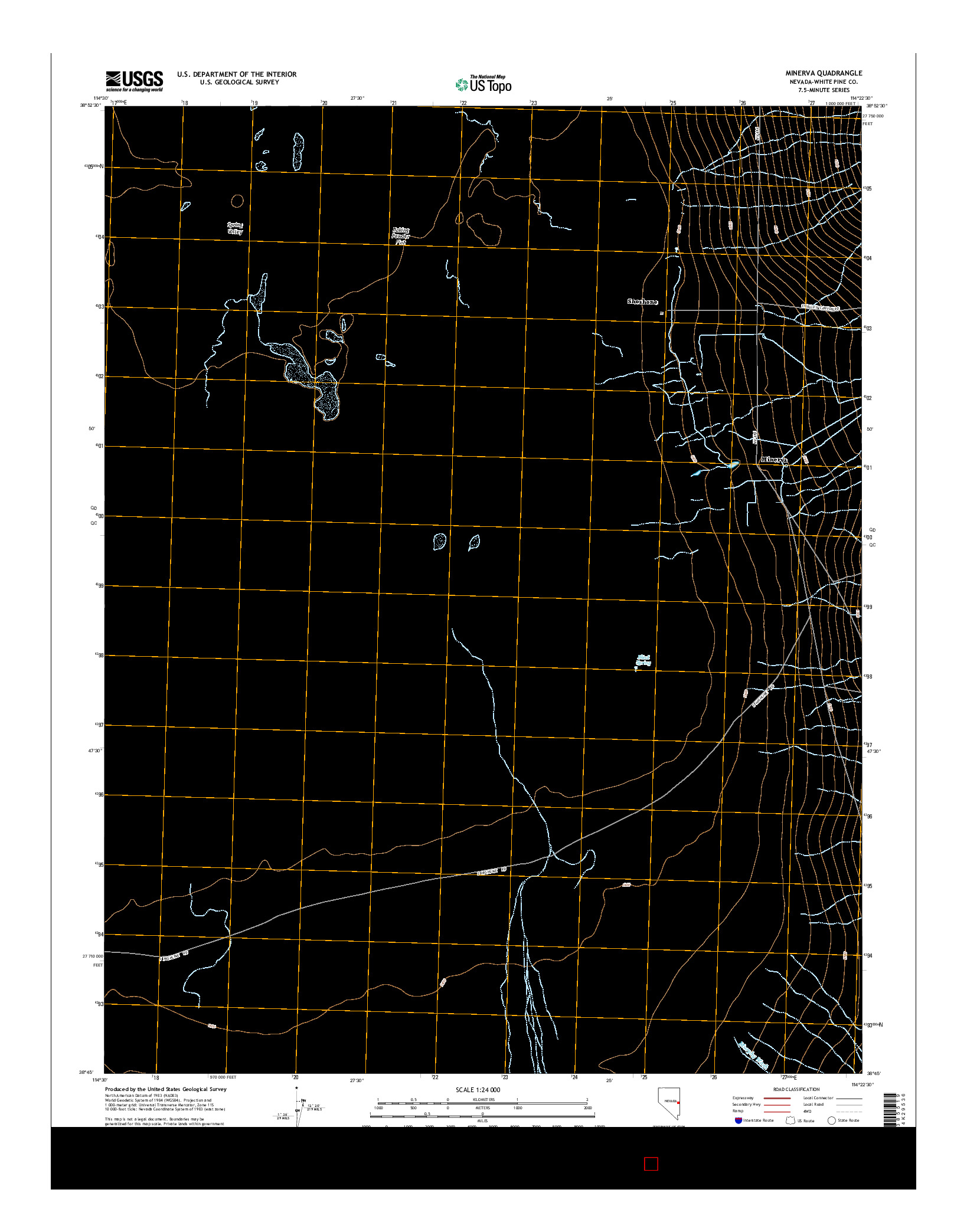 USGS US TOPO 7.5-MINUTE MAP FOR MINERVA, NV 2014
