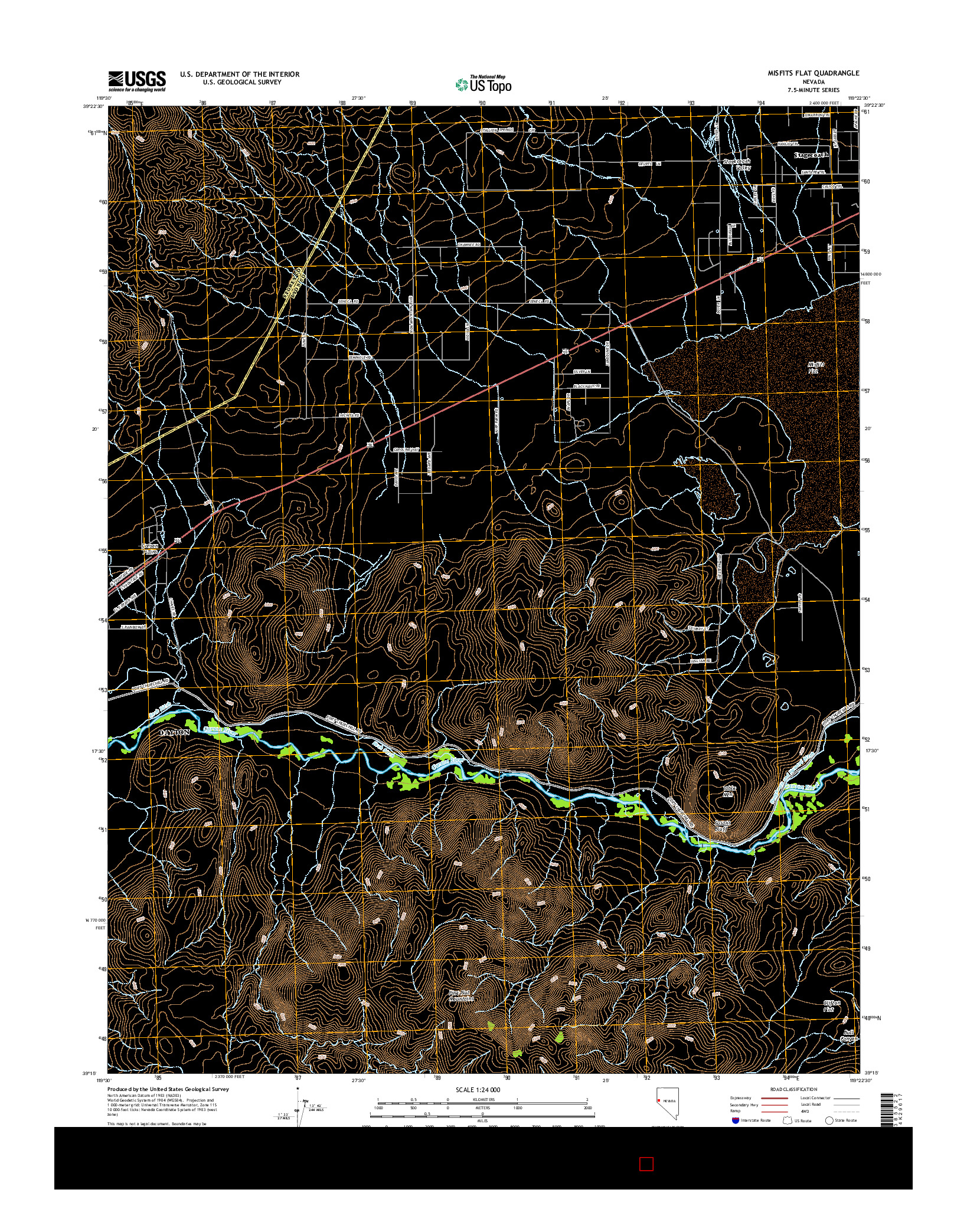 USGS US TOPO 7.5-MINUTE MAP FOR MISFITS FLAT, NV 2014