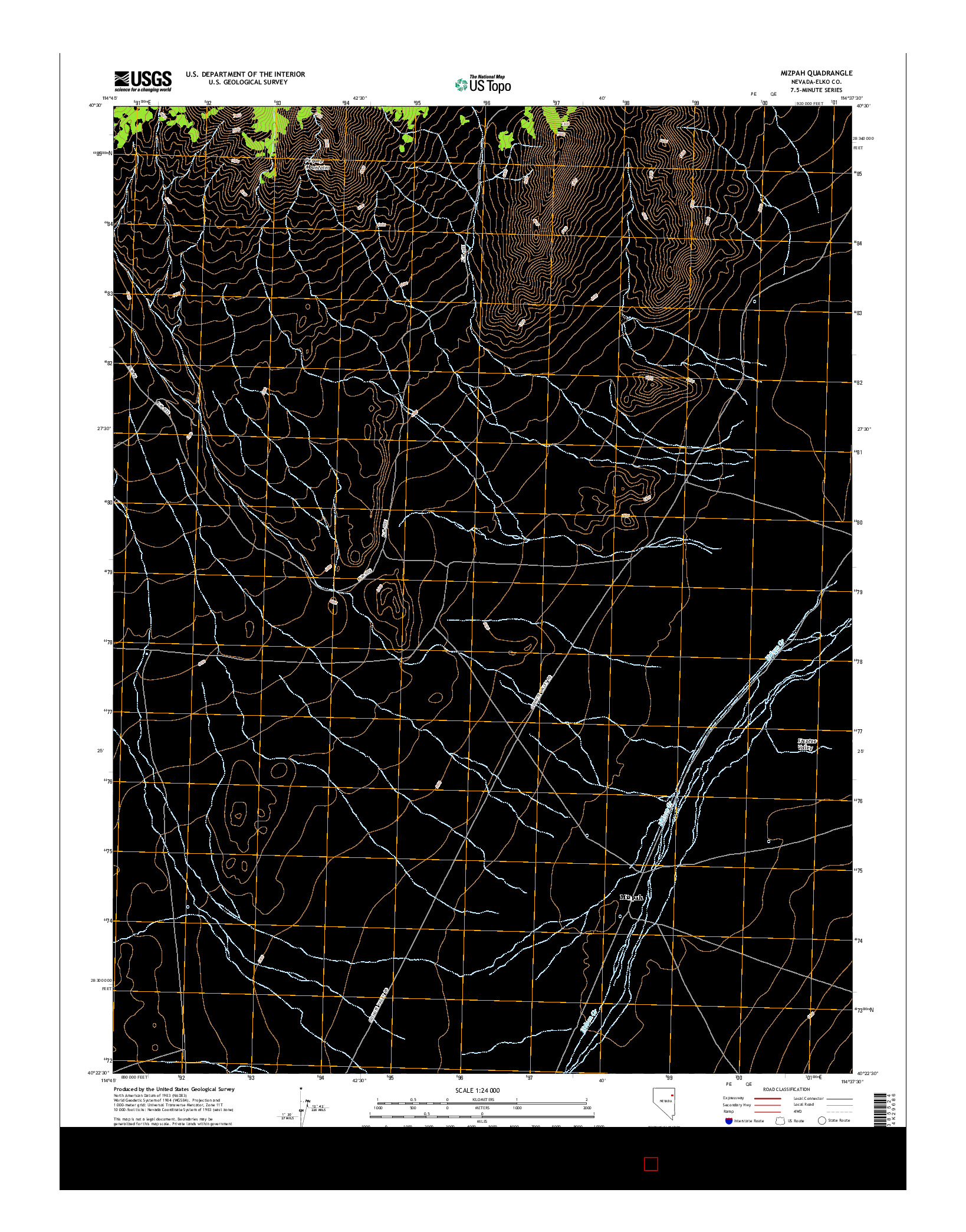 USGS US TOPO 7.5-MINUTE MAP FOR MIZPAH, NV 2014
