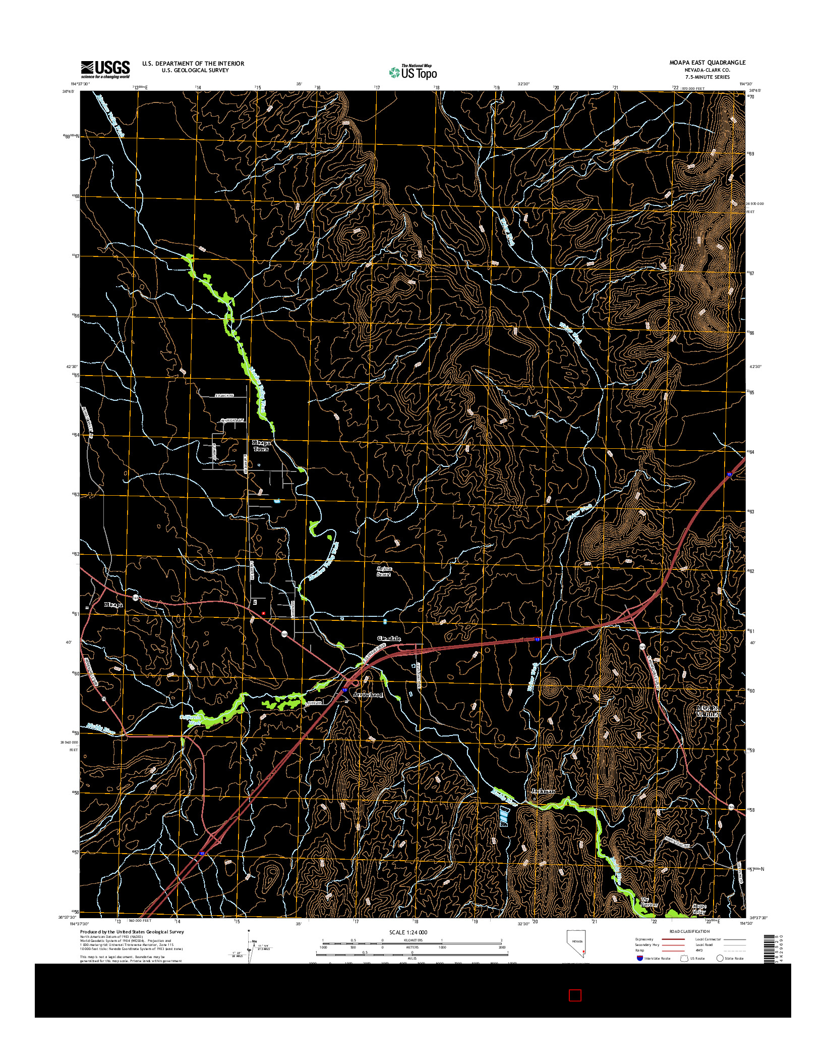 USGS US TOPO 7.5-MINUTE MAP FOR MOAPA EAST, NV 2014