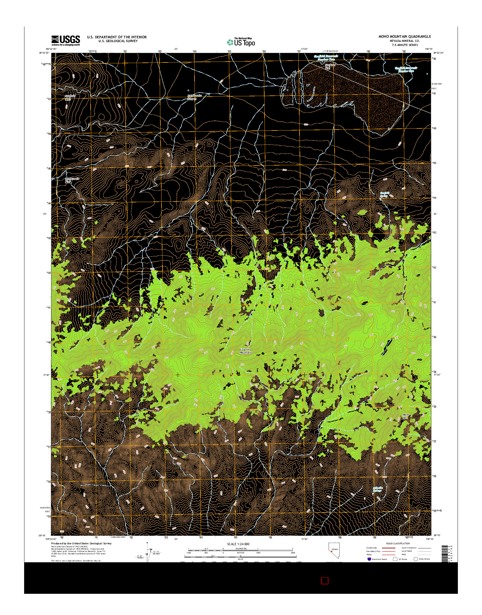 USGS US TOPO 7.5-MINUTE MAP FOR MOHO MOUNTAIN, NV 2014