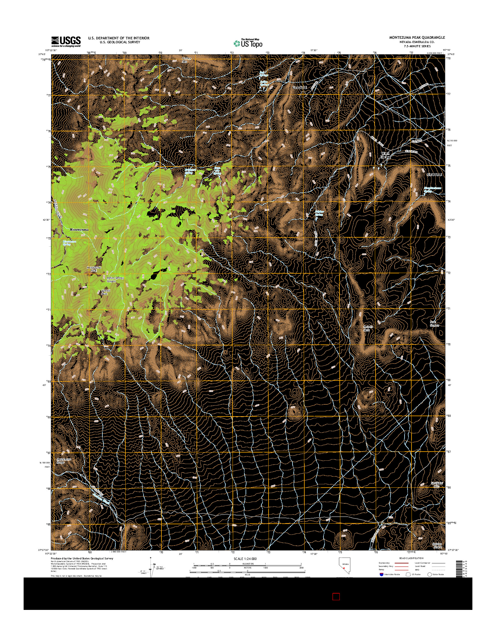 USGS US TOPO 7.5-MINUTE MAP FOR MONTEZUMA PEAK, NV 2014