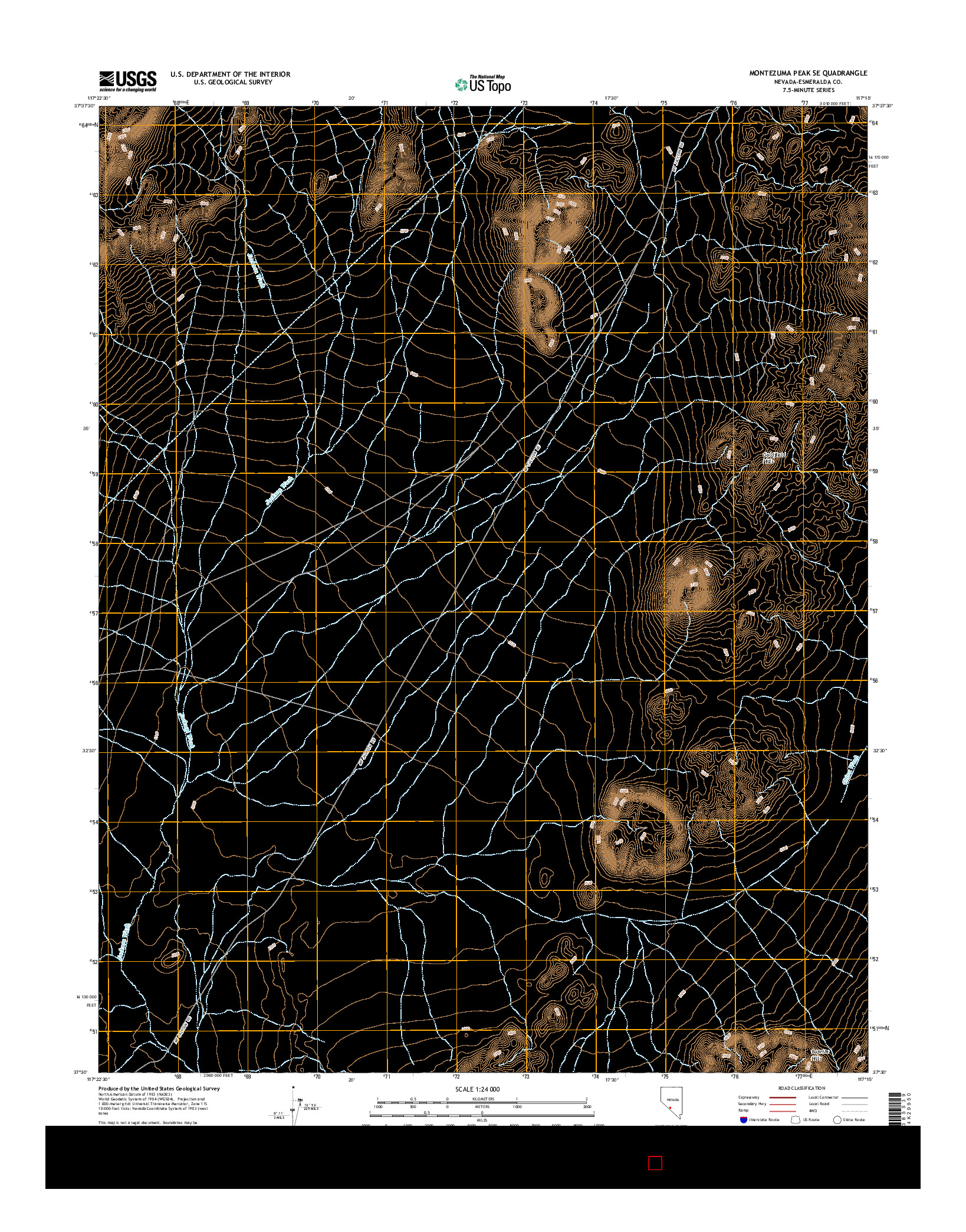 USGS US TOPO 7.5-MINUTE MAP FOR MONTEZUMA PEAK SE, NV 2014