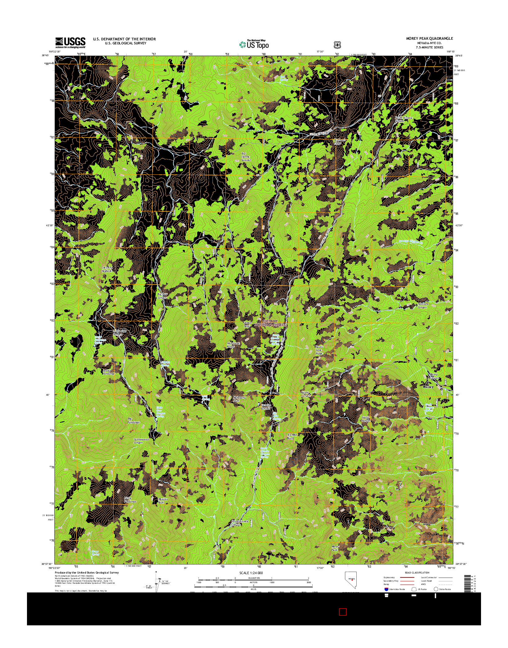 USGS US TOPO 7.5-MINUTE MAP FOR MOREY PEAK, NV 2014