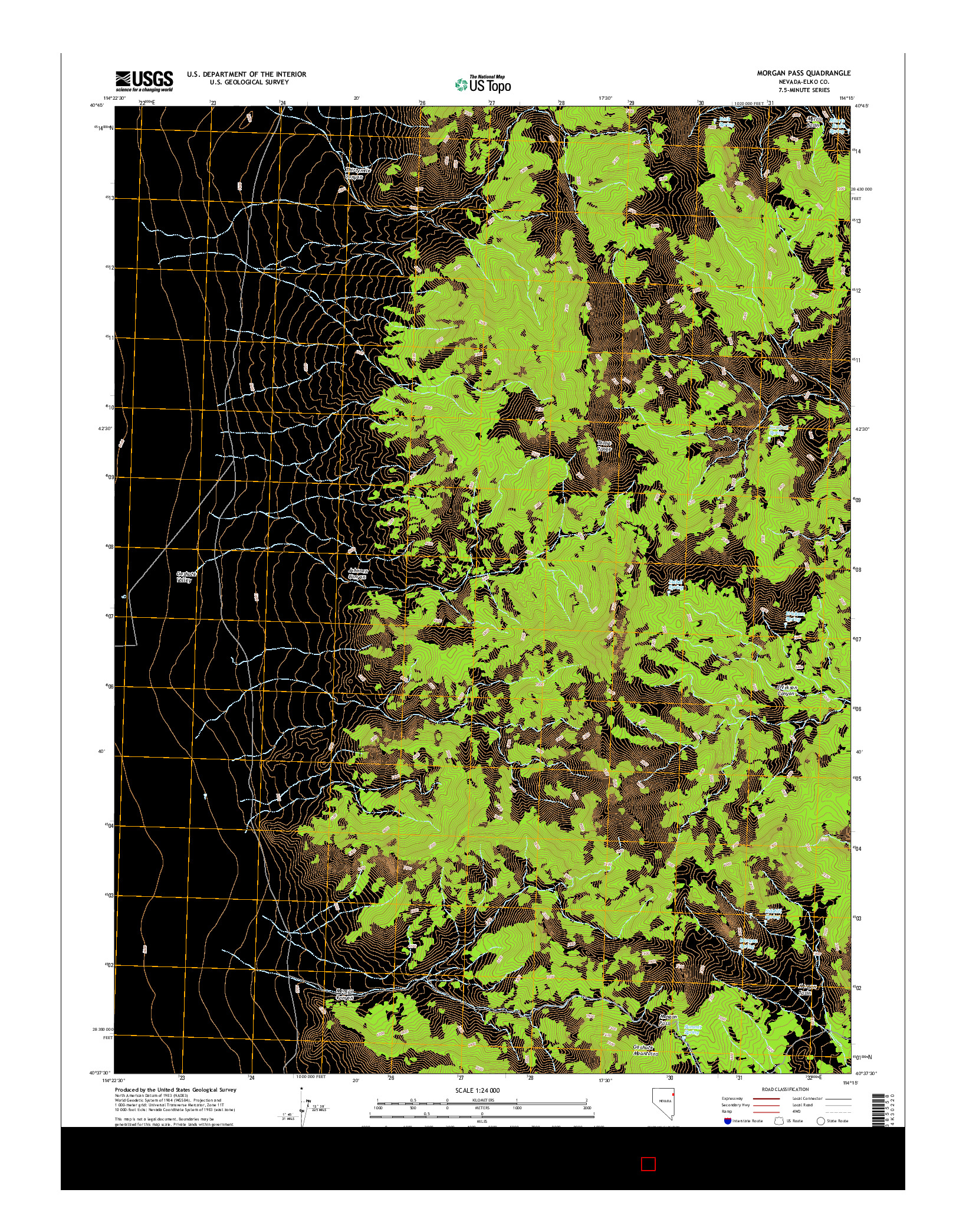 USGS US TOPO 7.5-MINUTE MAP FOR MORGAN PASS, NV 2014