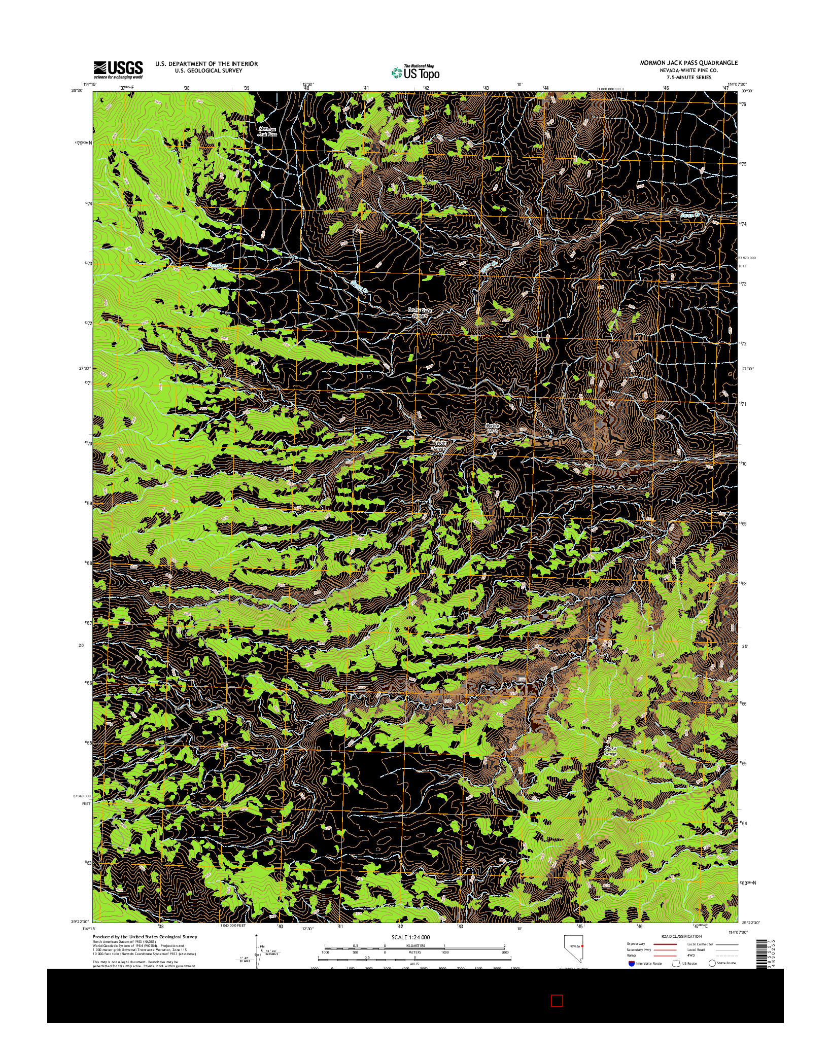 USGS US TOPO 7.5-MINUTE MAP FOR MORMON JACK PASS, NV 2014