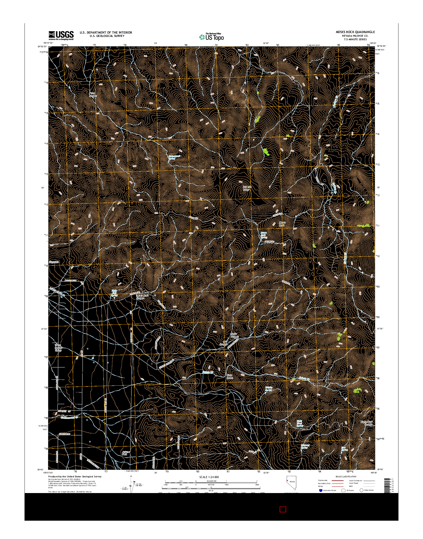 USGS US TOPO 7.5-MINUTE MAP FOR MOSES ROCK, NV 2014