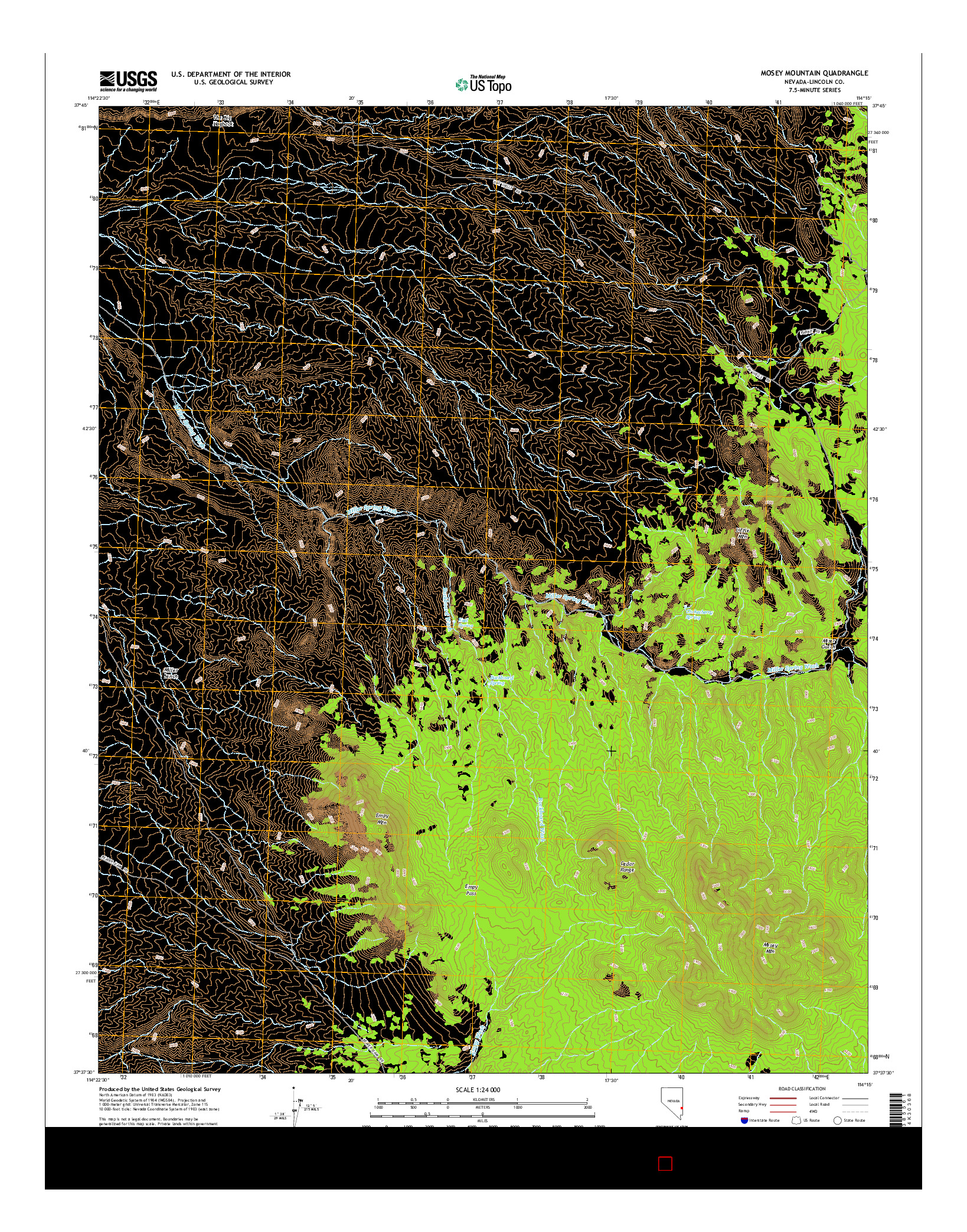 USGS US TOPO 7.5-MINUTE MAP FOR MOSEY MOUNTAIN, NV 2014