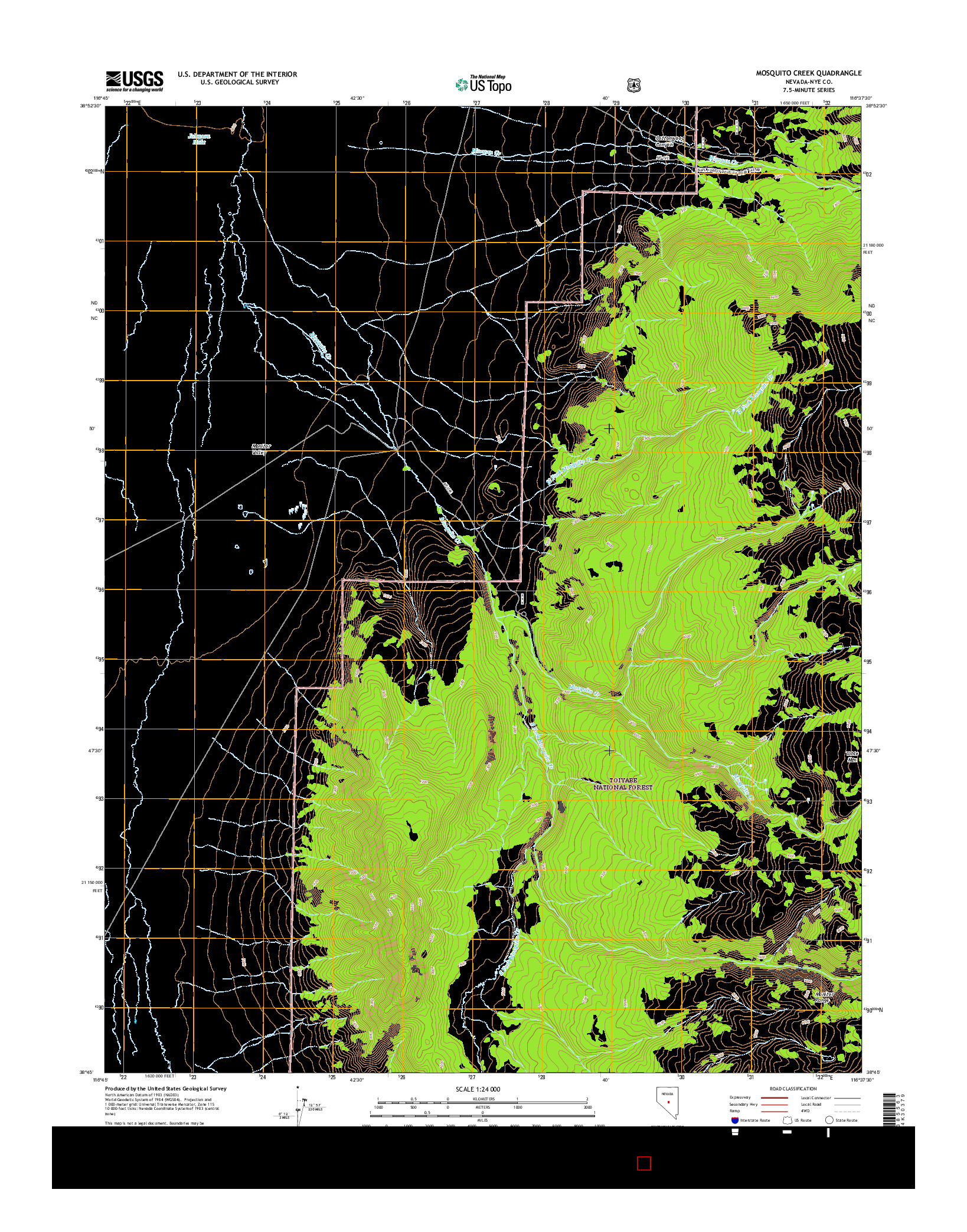 USGS US TOPO 7.5-MINUTE MAP FOR MOSQUITO CREEK, NV 2014