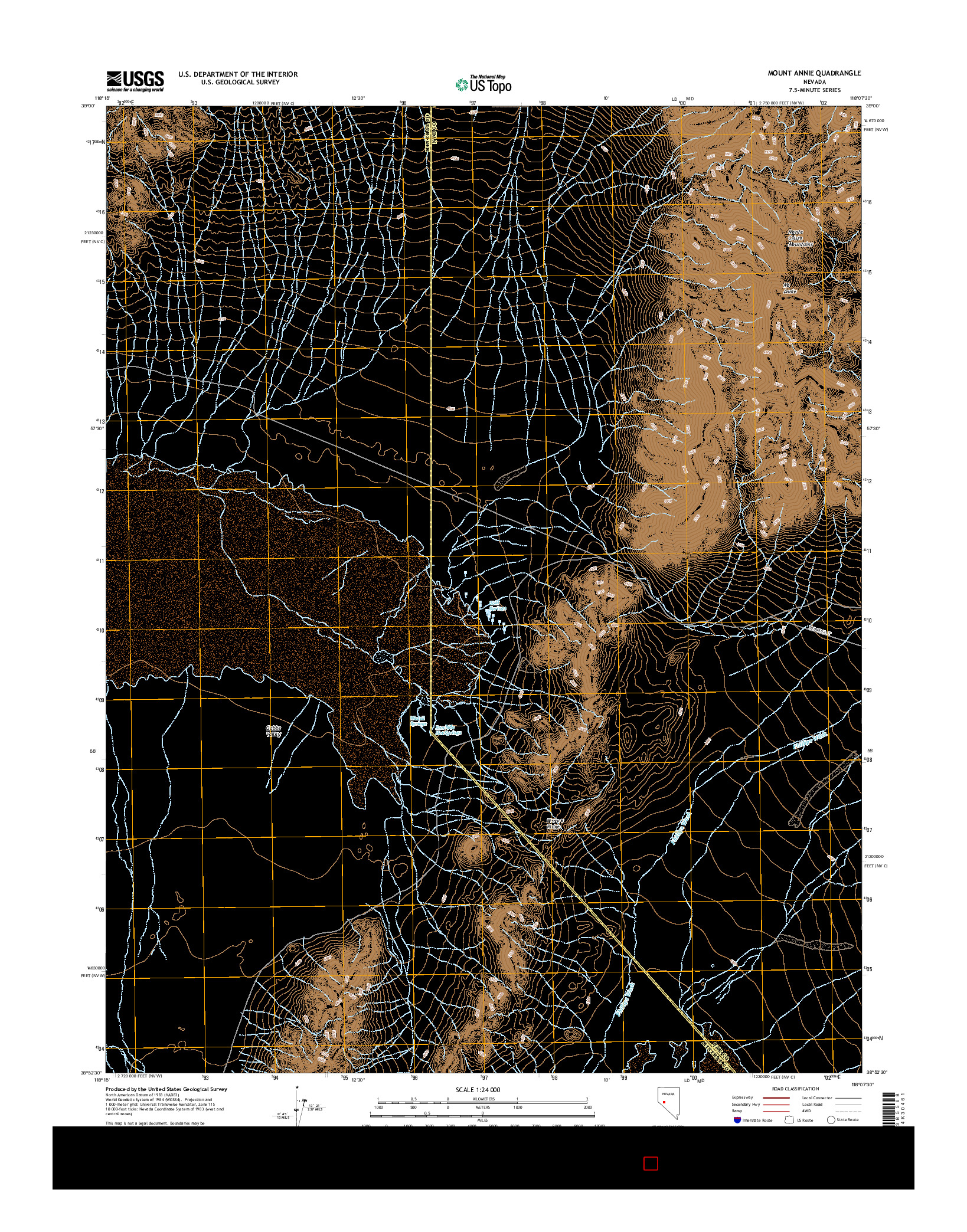 USGS US TOPO 7.5-MINUTE MAP FOR MOUNT ANNIE, NV 2014
