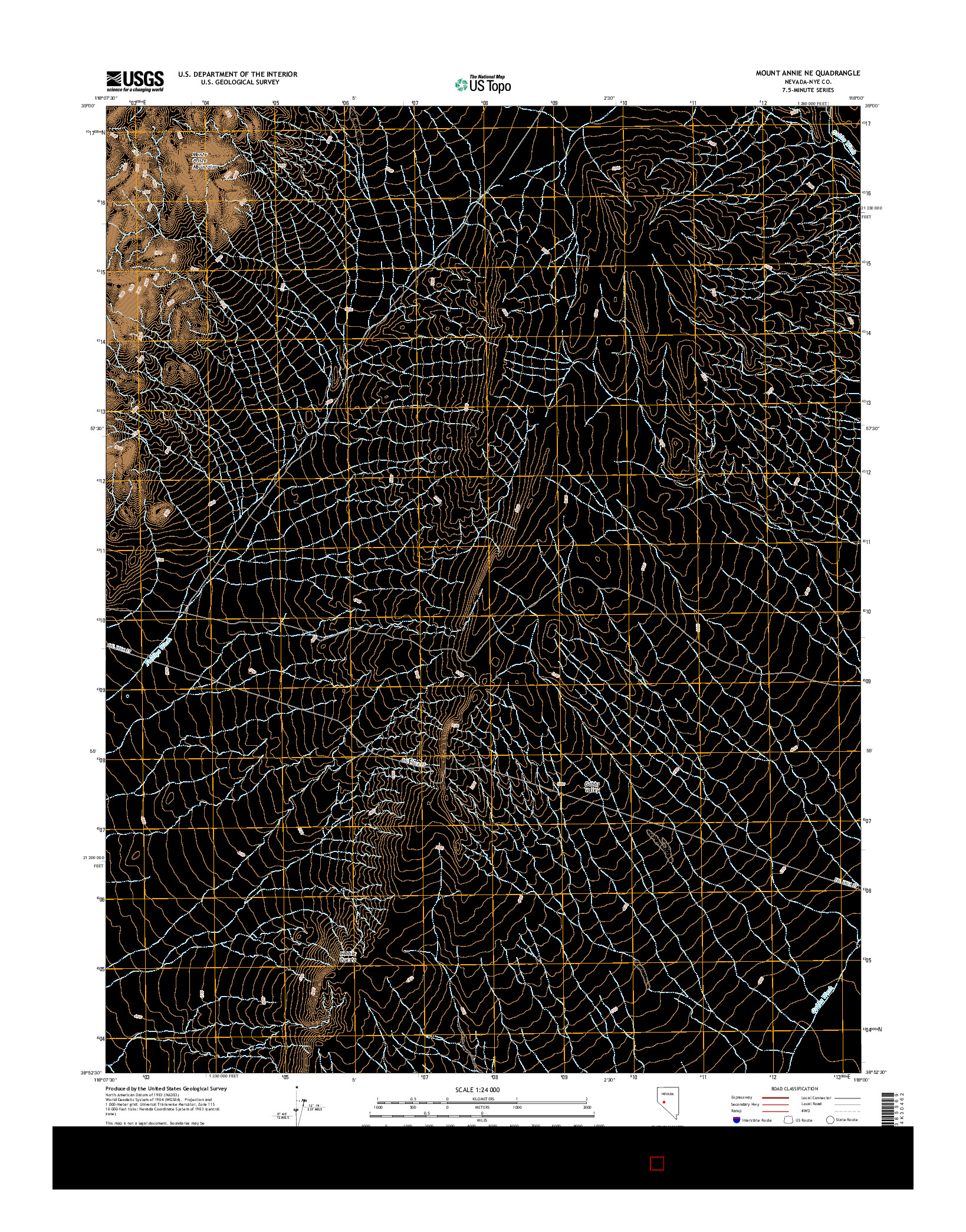 USGS US TOPO 7.5-MINUTE MAP FOR MOUNT ANNIE NE, NV 2014
