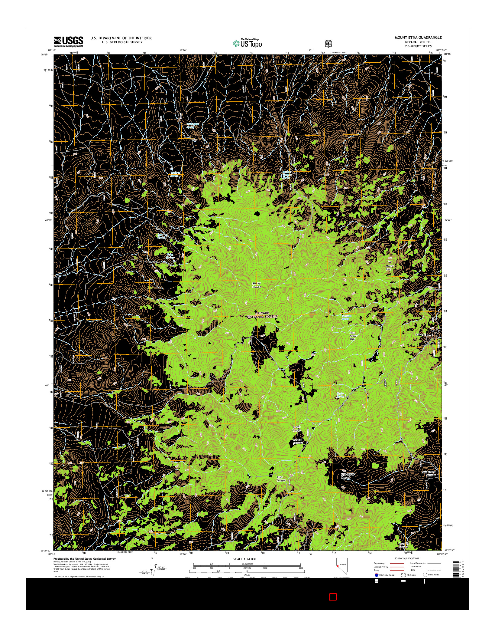 USGS US TOPO 7.5-MINUTE MAP FOR MOUNT ETNA, NV 2014