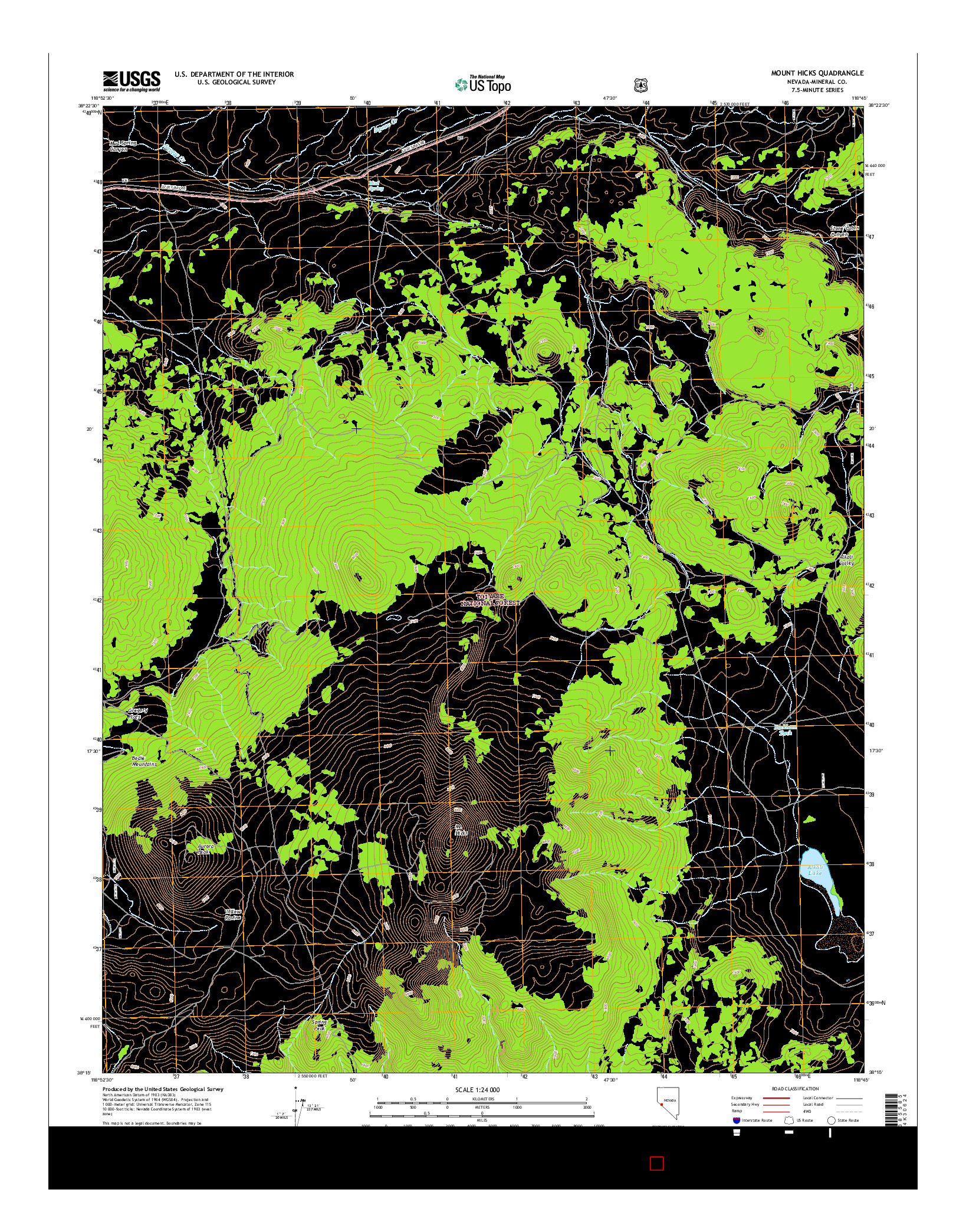 USGS US TOPO 7.5-MINUTE MAP FOR MOUNT HICKS, NV 2014