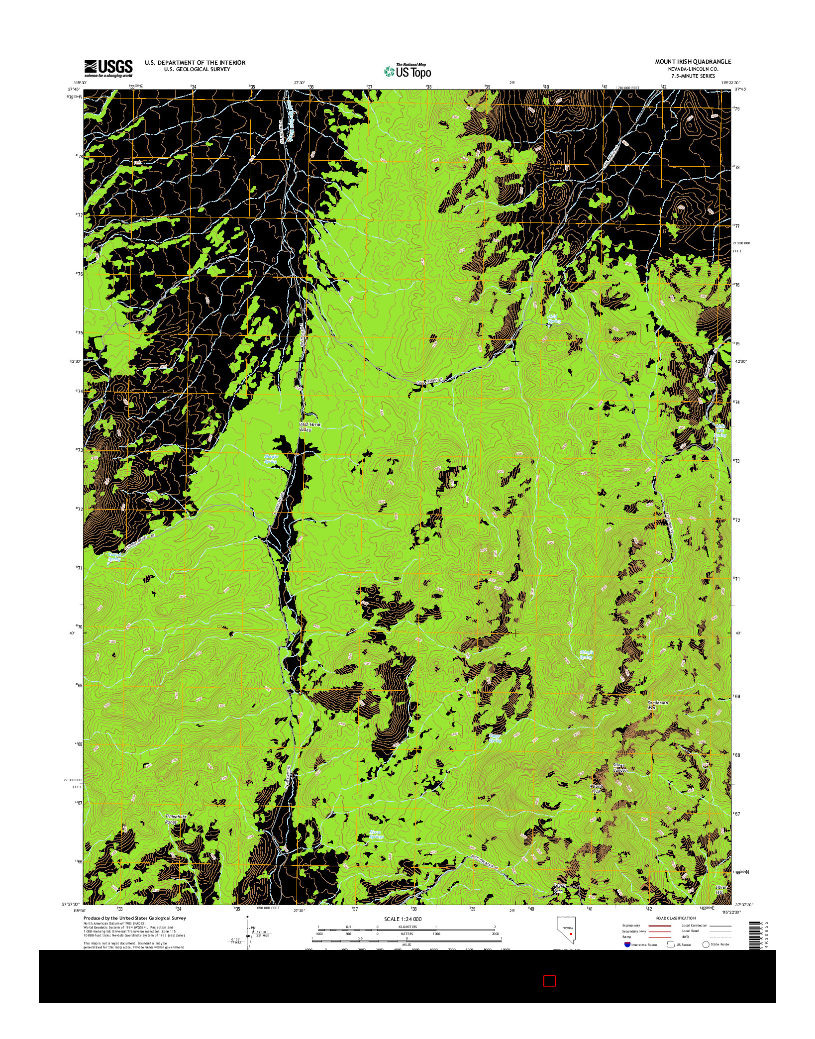 USGS US TOPO 7.5-MINUTE MAP FOR MOUNT IRISH, NV 2014