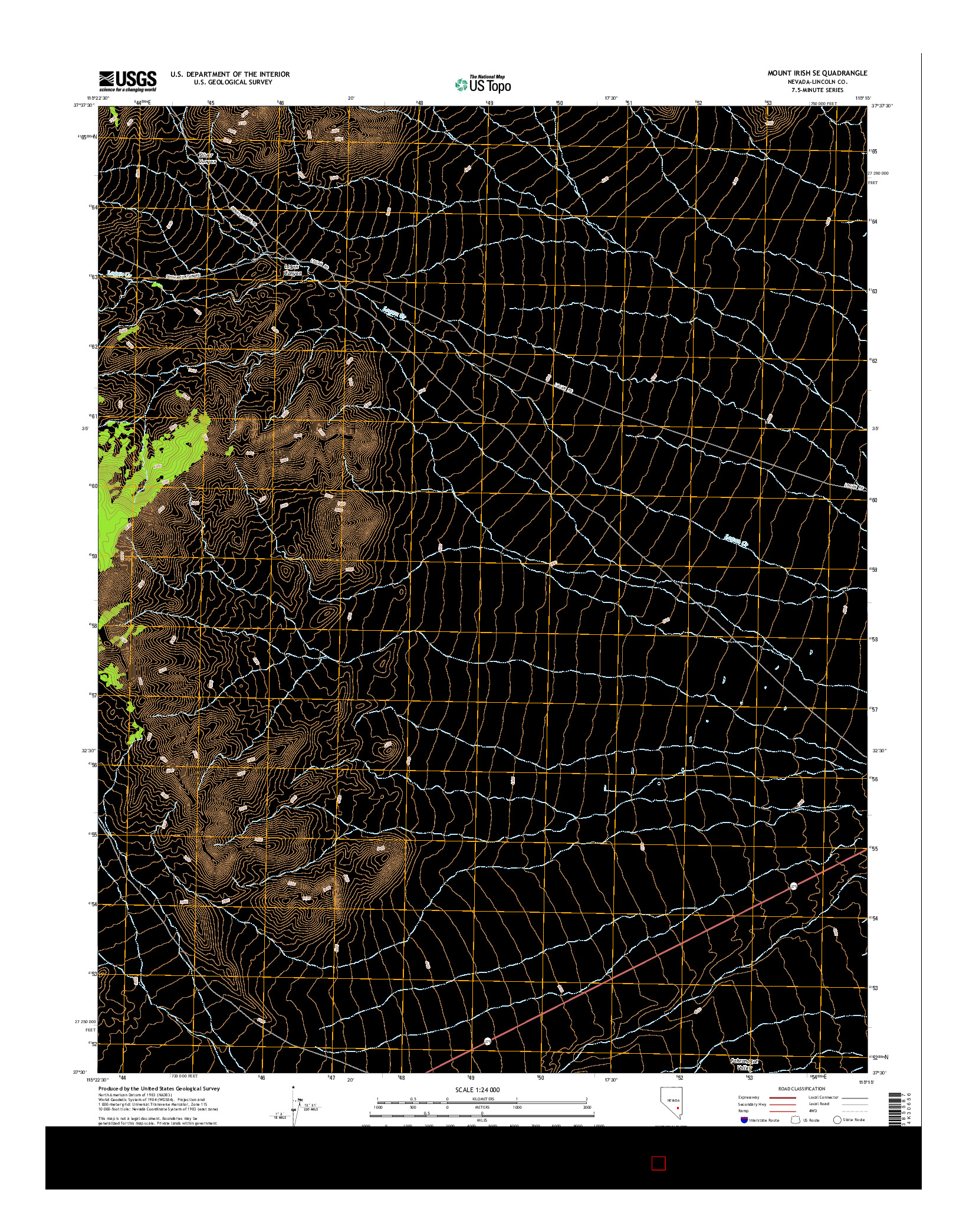 USGS US TOPO 7.5-MINUTE MAP FOR MOUNT IRISH SE, NV 2014