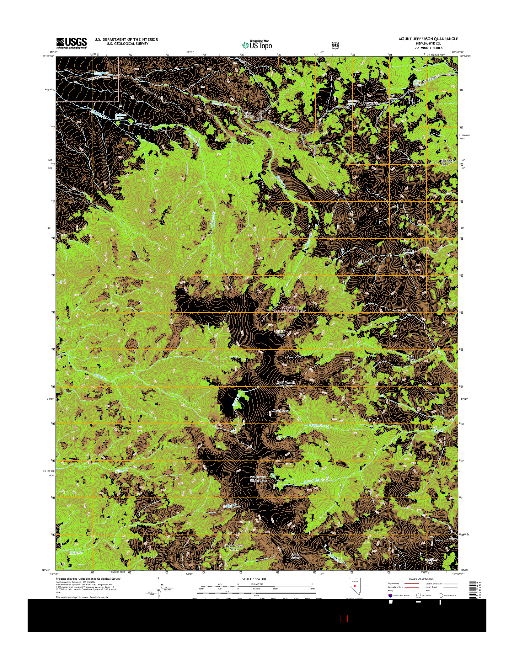 USGS US TOPO 7.5-MINUTE MAP FOR MOUNT JEFFERSON, NV 2014