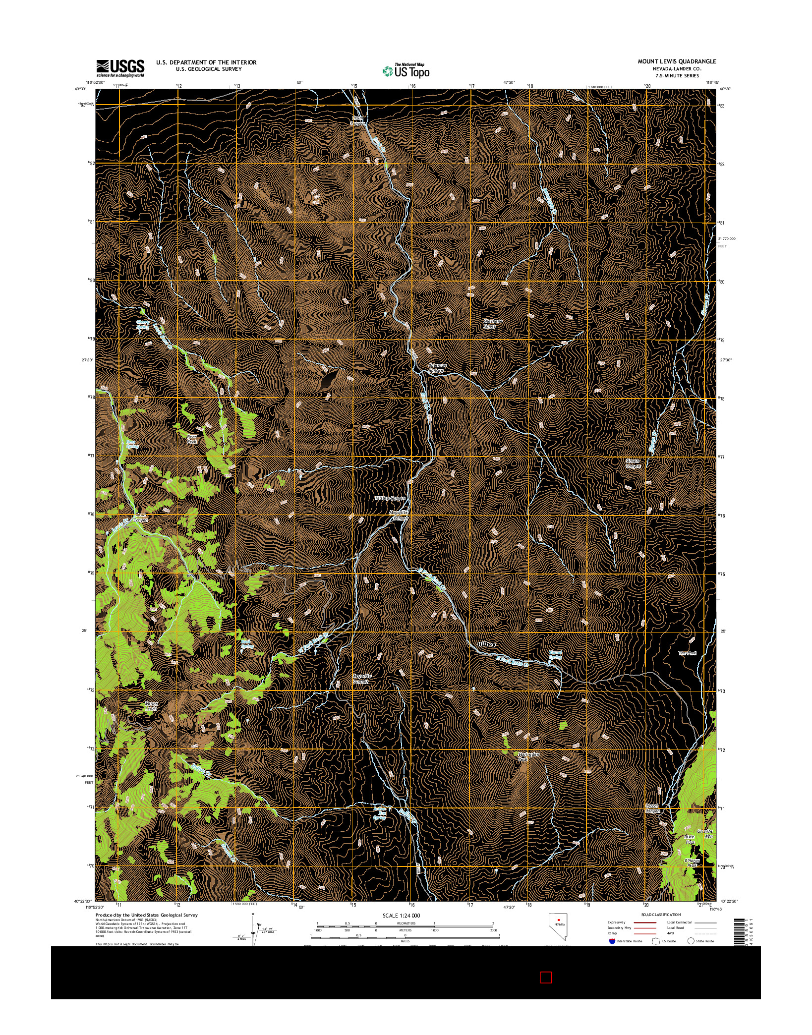 USGS US TOPO 7.5-MINUTE MAP FOR MOUNT LEWIS, NV 2014