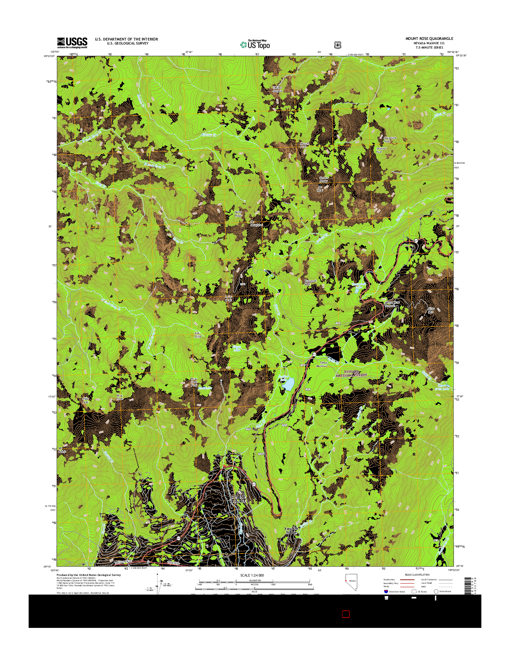 USGS US TOPO 7.5-MINUTE MAP FOR MOUNT ROSE, NV 2014