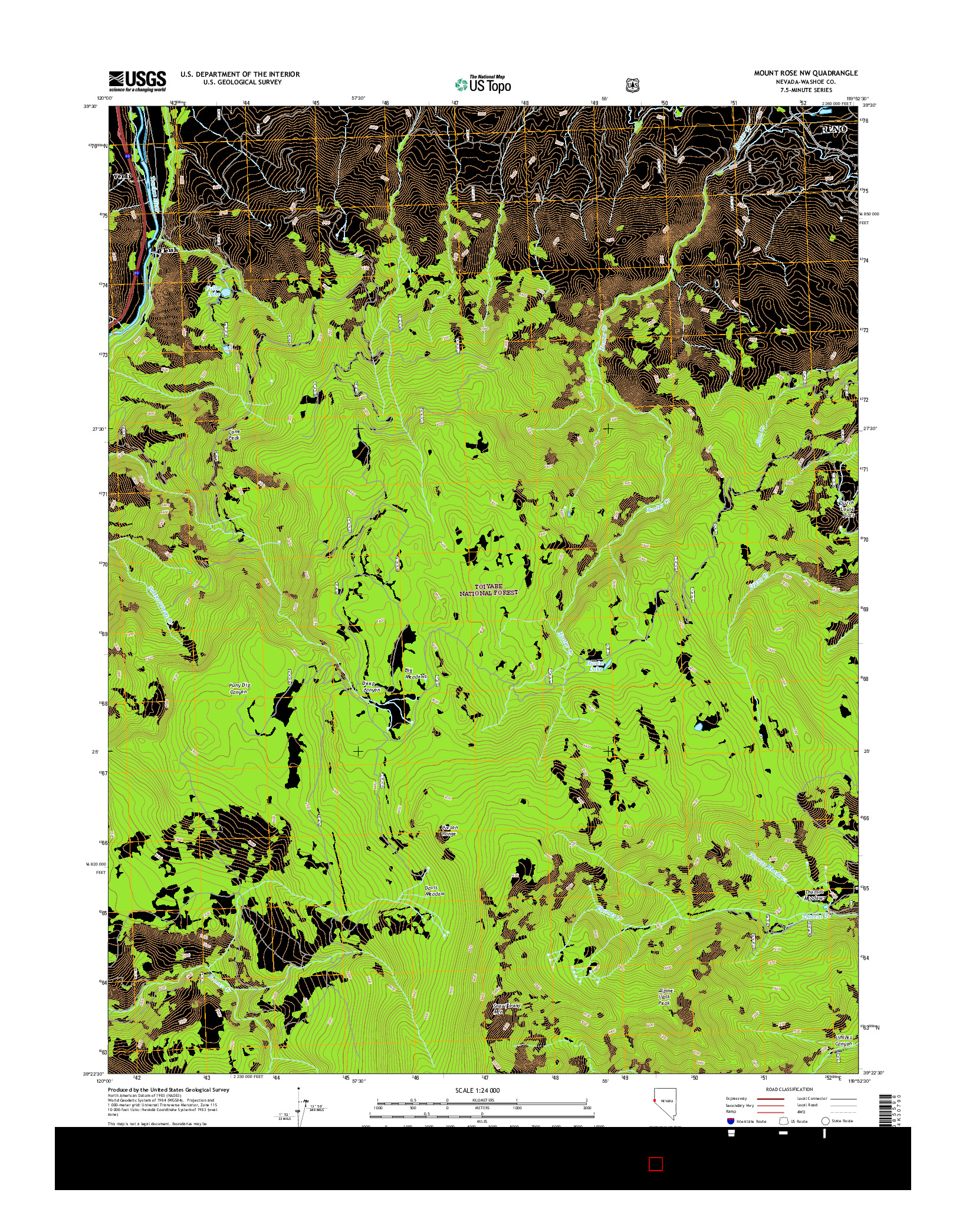 USGS US TOPO 7.5-MINUTE MAP FOR MOUNT ROSE NW, NV 2014