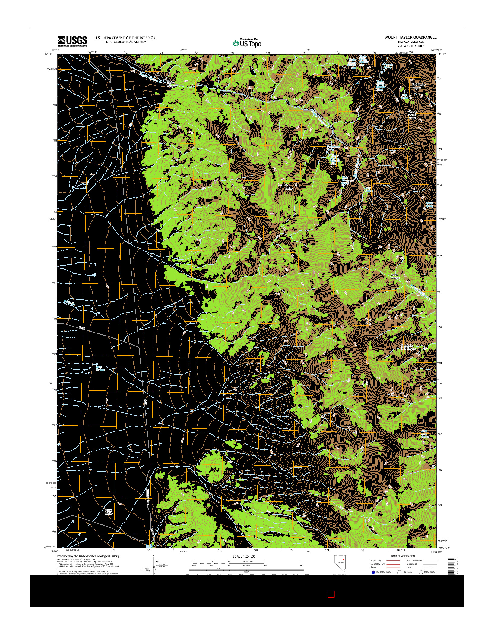 USGS US TOPO 7.5-MINUTE MAP FOR MOUNT TAYLOR, NV 2014