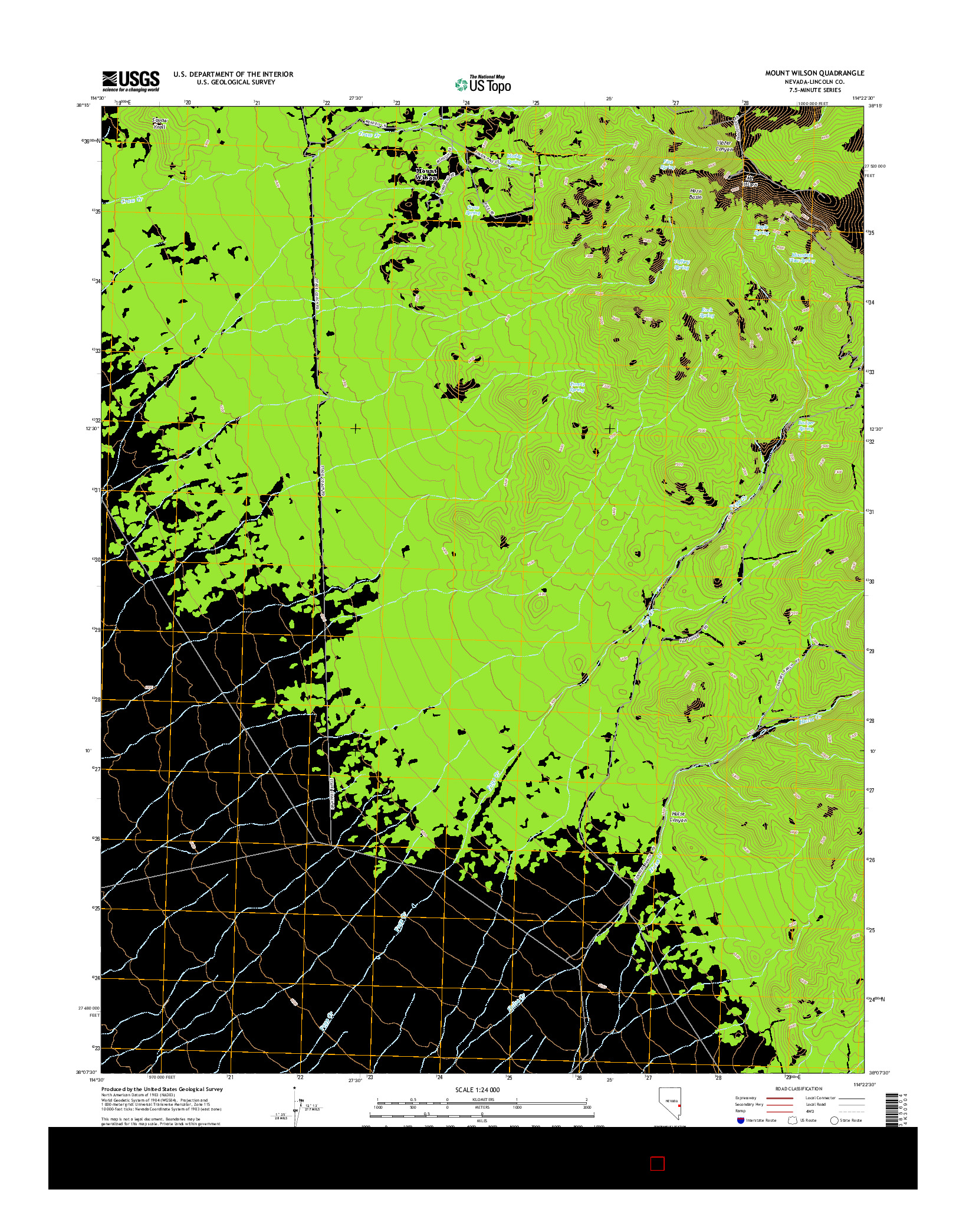 USGS US TOPO 7.5-MINUTE MAP FOR MOUNT WILSON, NV 2014