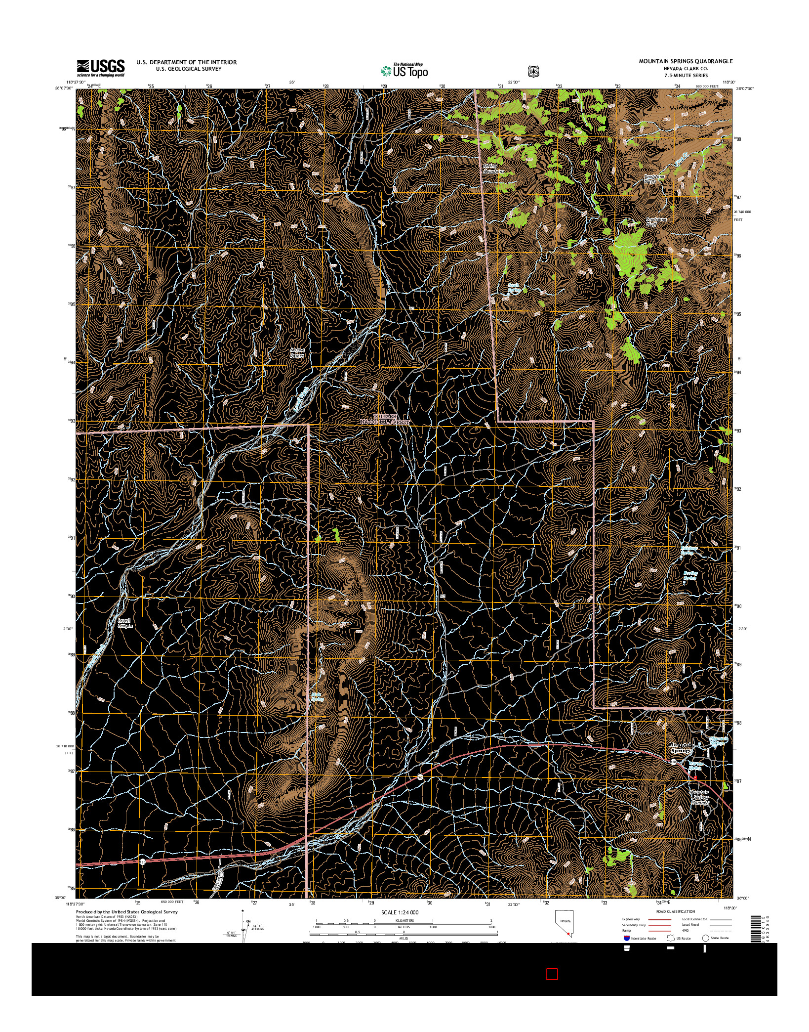 USGS US TOPO 7.5-MINUTE MAP FOR MOUNTAIN SPRINGS, NV 2014