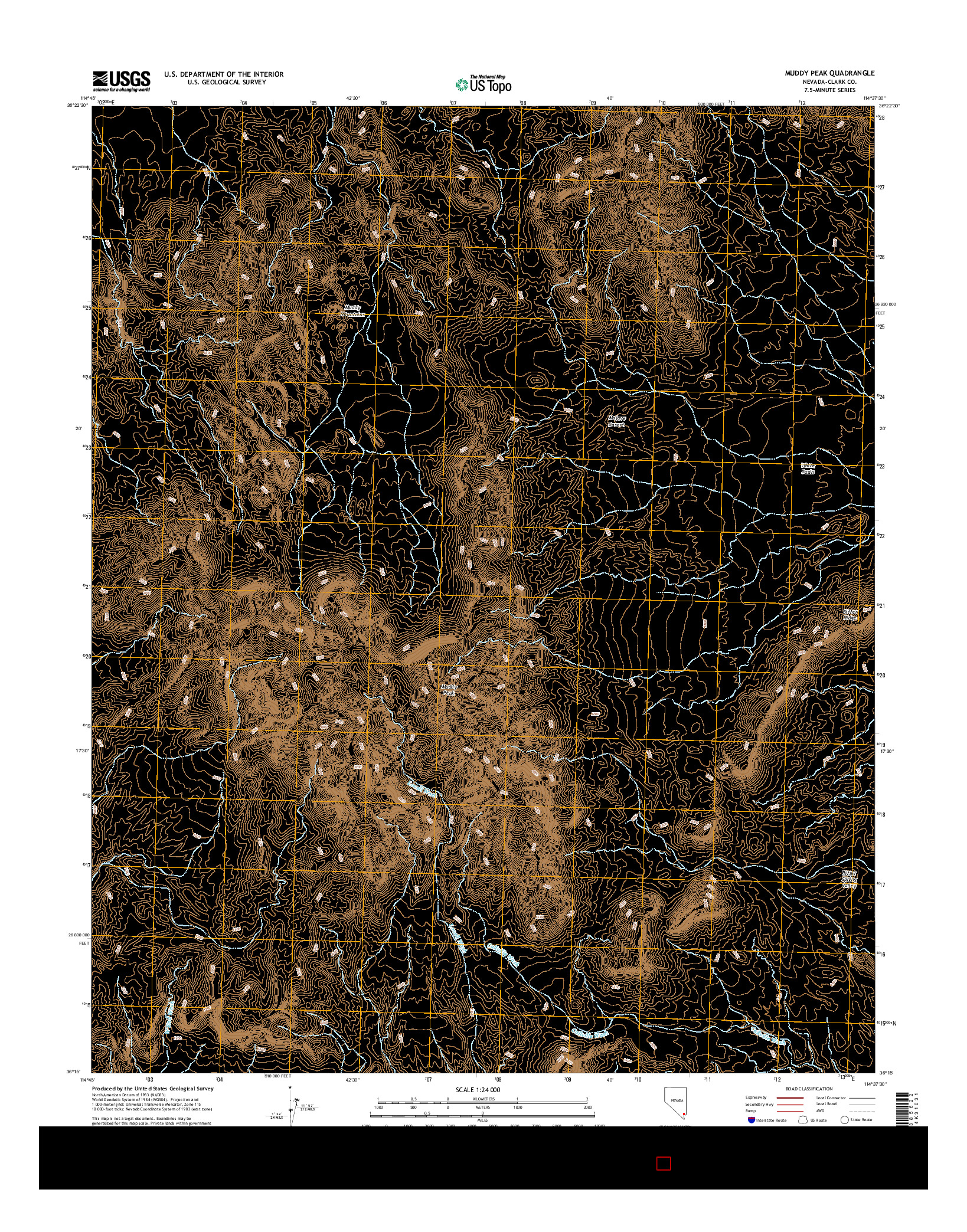 USGS US TOPO 7.5-MINUTE MAP FOR MUDDY PEAK, NV 2014