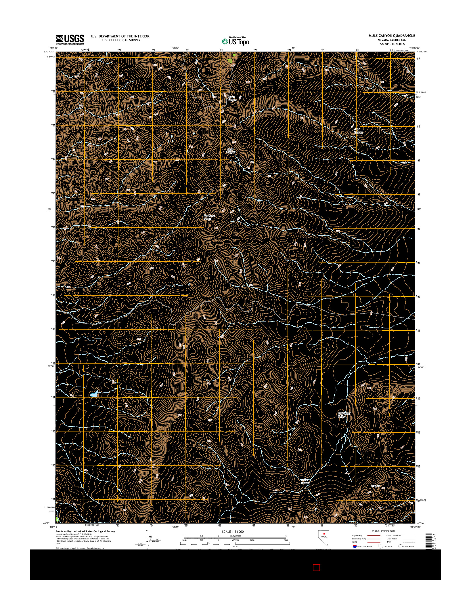 USGS US TOPO 7.5-MINUTE MAP FOR MULE CANYON, NV 2014