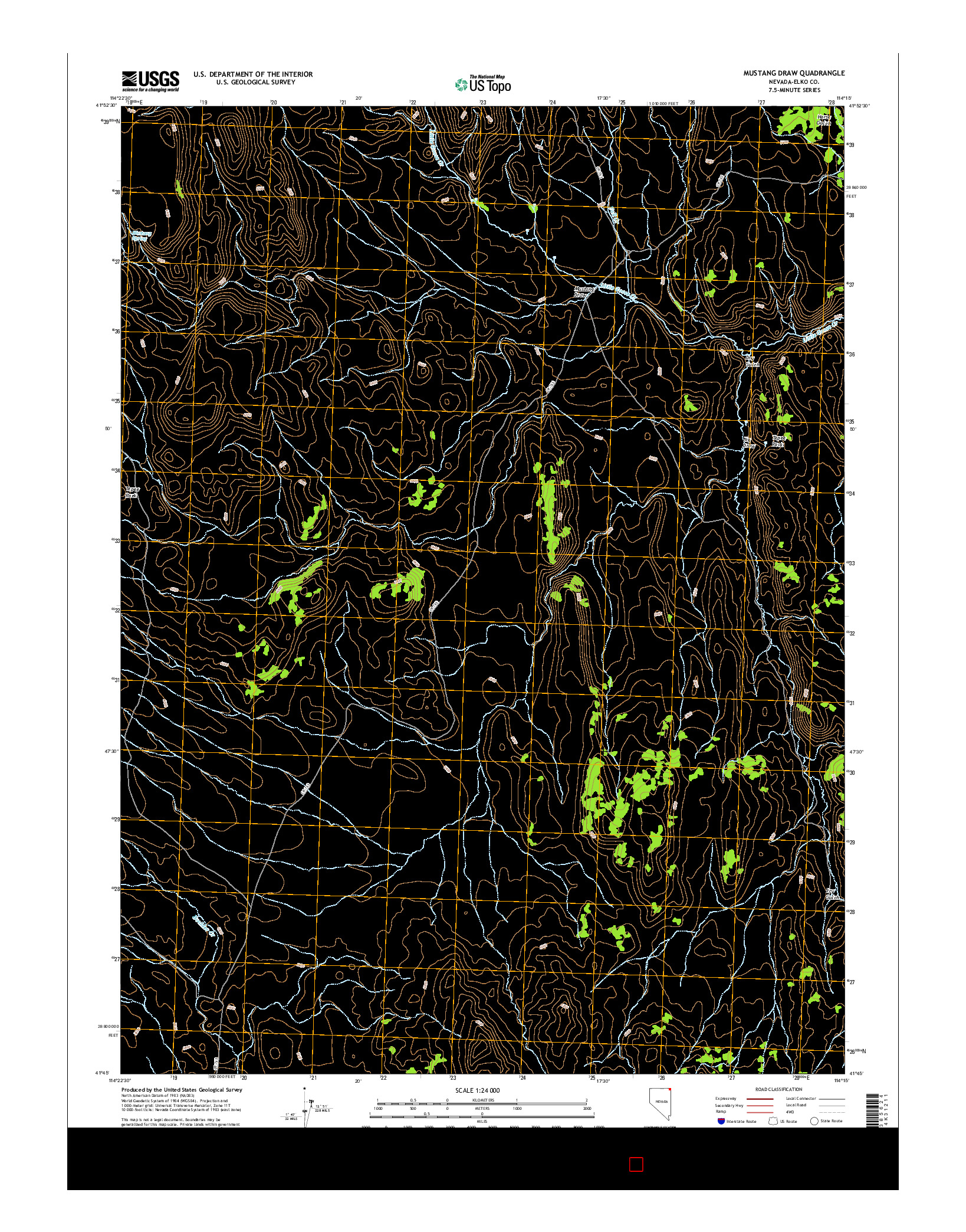 USGS US TOPO 7.5-MINUTE MAP FOR MUSTANG DRAW, NV 2014