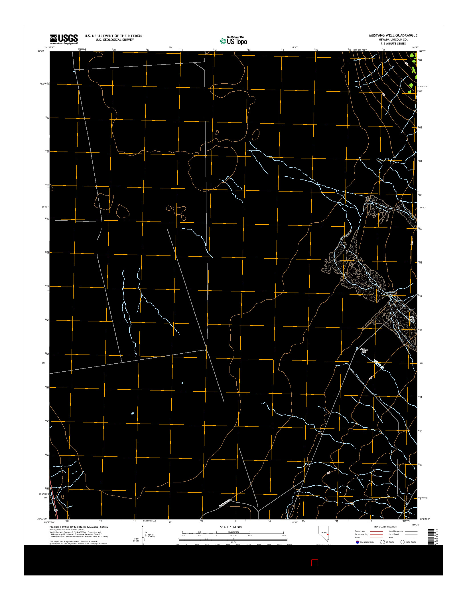 USGS US TOPO 7.5-MINUTE MAP FOR MUSTANG WELL, NV 2014