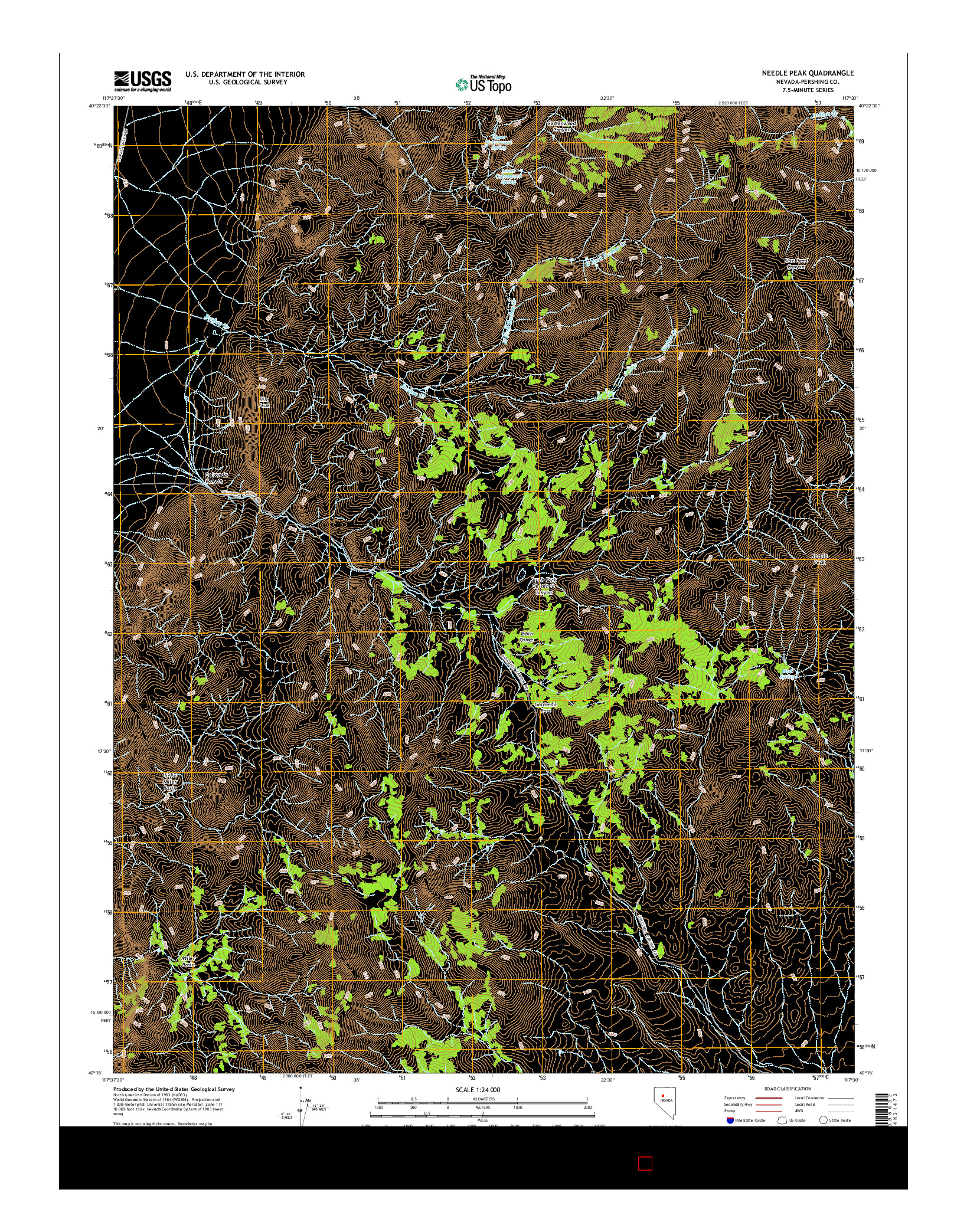 USGS US TOPO 7.5-MINUTE MAP FOR NEEDLE PEAK, NV 2014