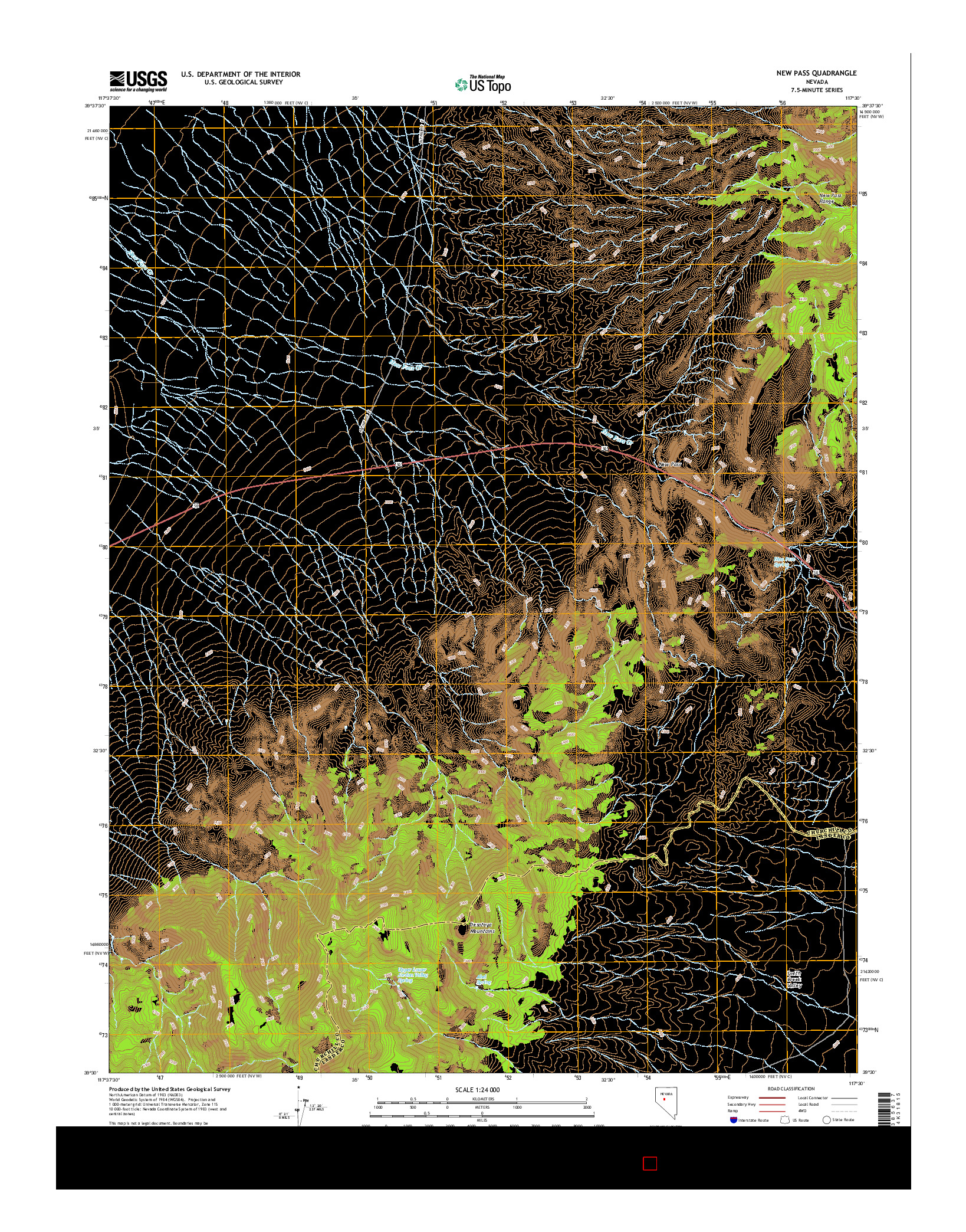 USGS US TOPO 7.5-MINUTE MAP FOR NEW PASS, NV 2014