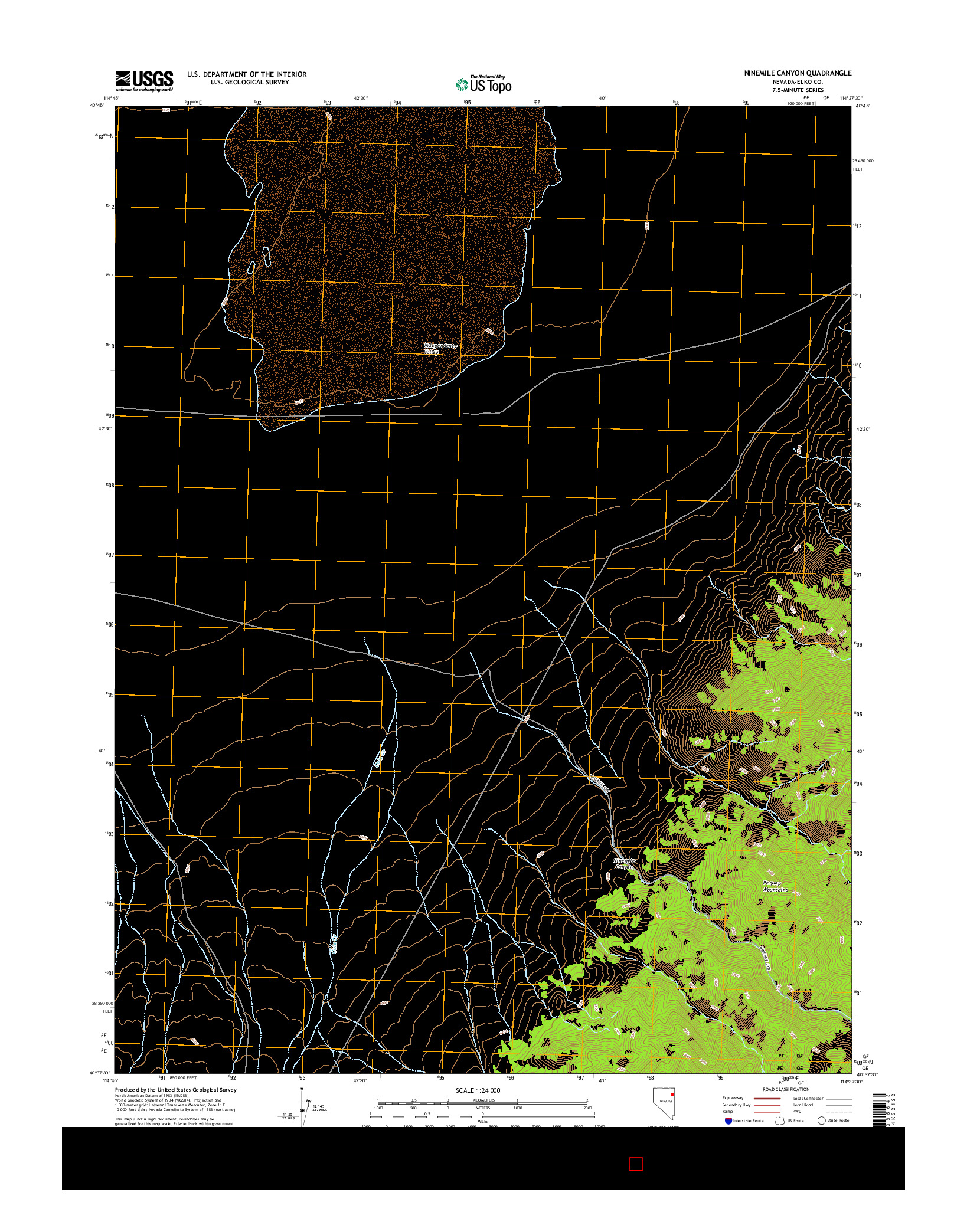 USGS US TOPO 7.5-MINUTE MAP FOR NINEMILE CANYON, NV 2014