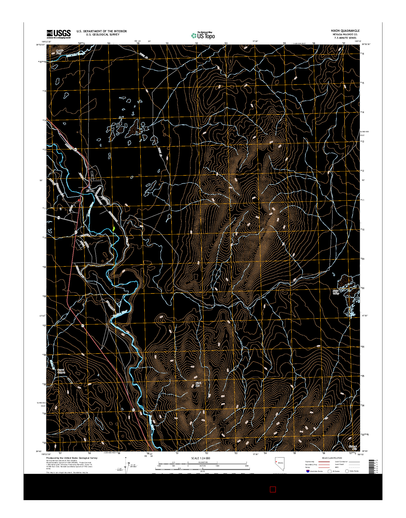 USGS US TOPO 7.5-MINUTE MAP FOR NIXON, NV 2014