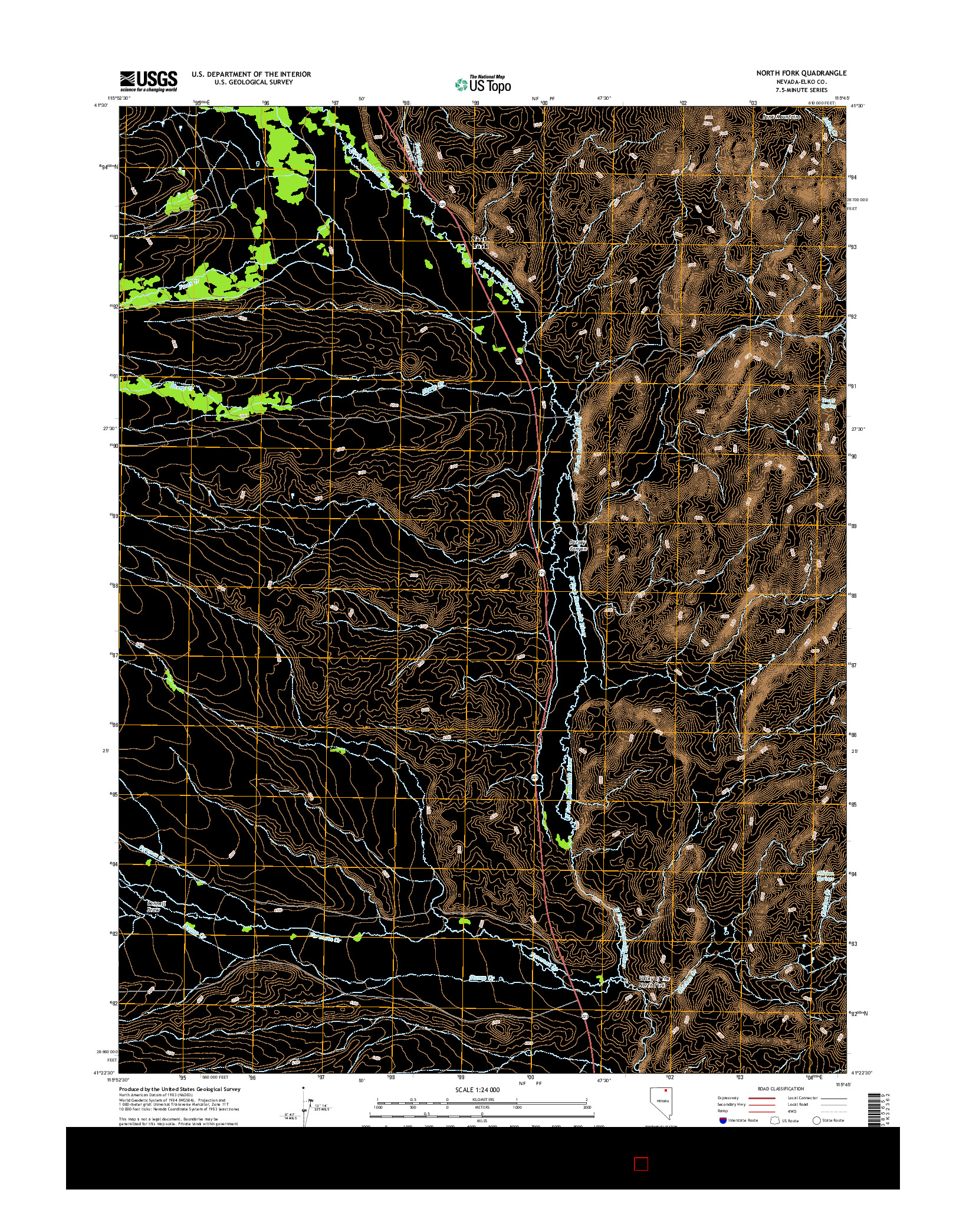 USGS US TOPO 7.5-MINUTE MAP FOR NORTH FORK, NV 2014