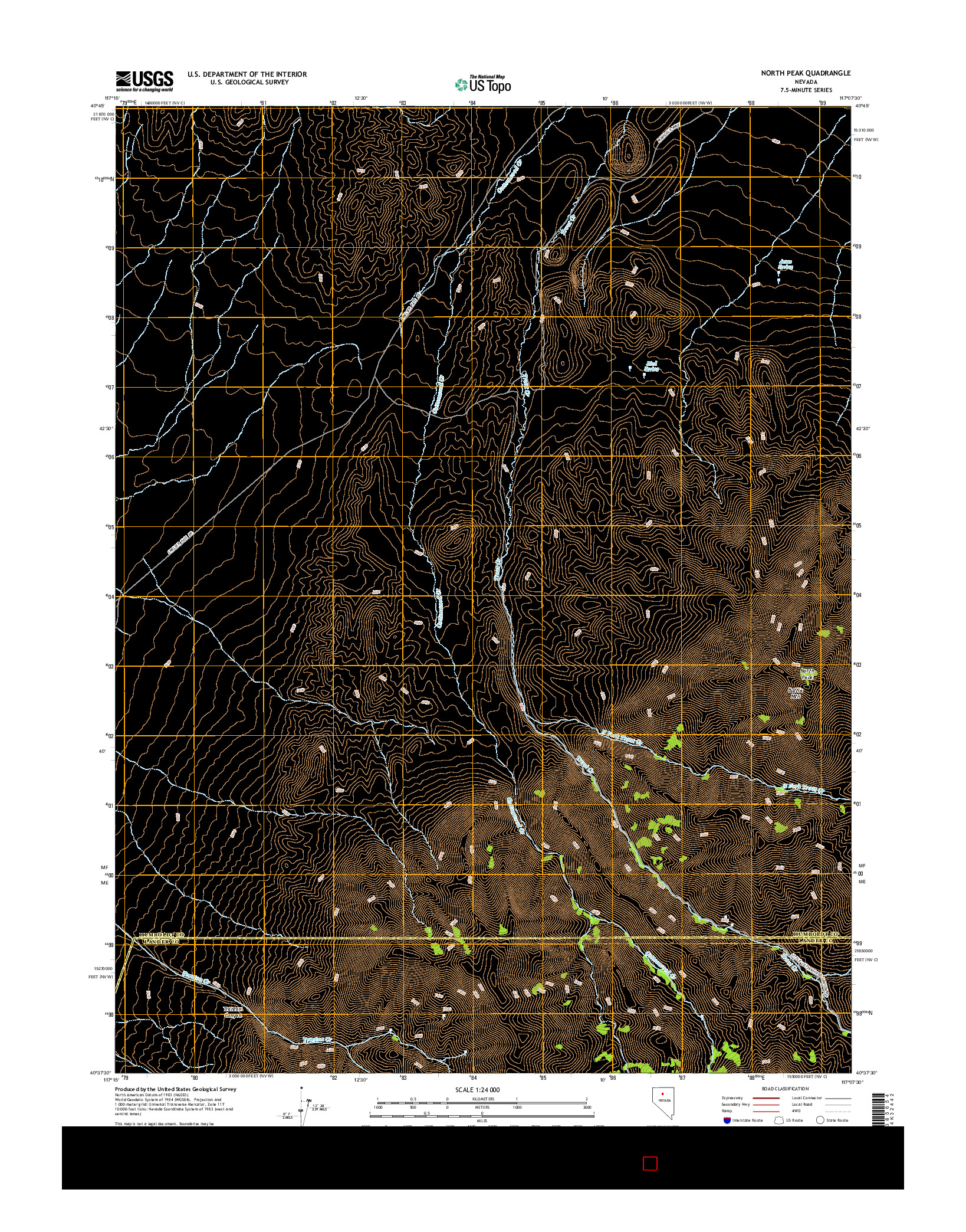USGS US TOPO 7.5-MINUTE MAP FOR NORTH PEAK, NV 2014