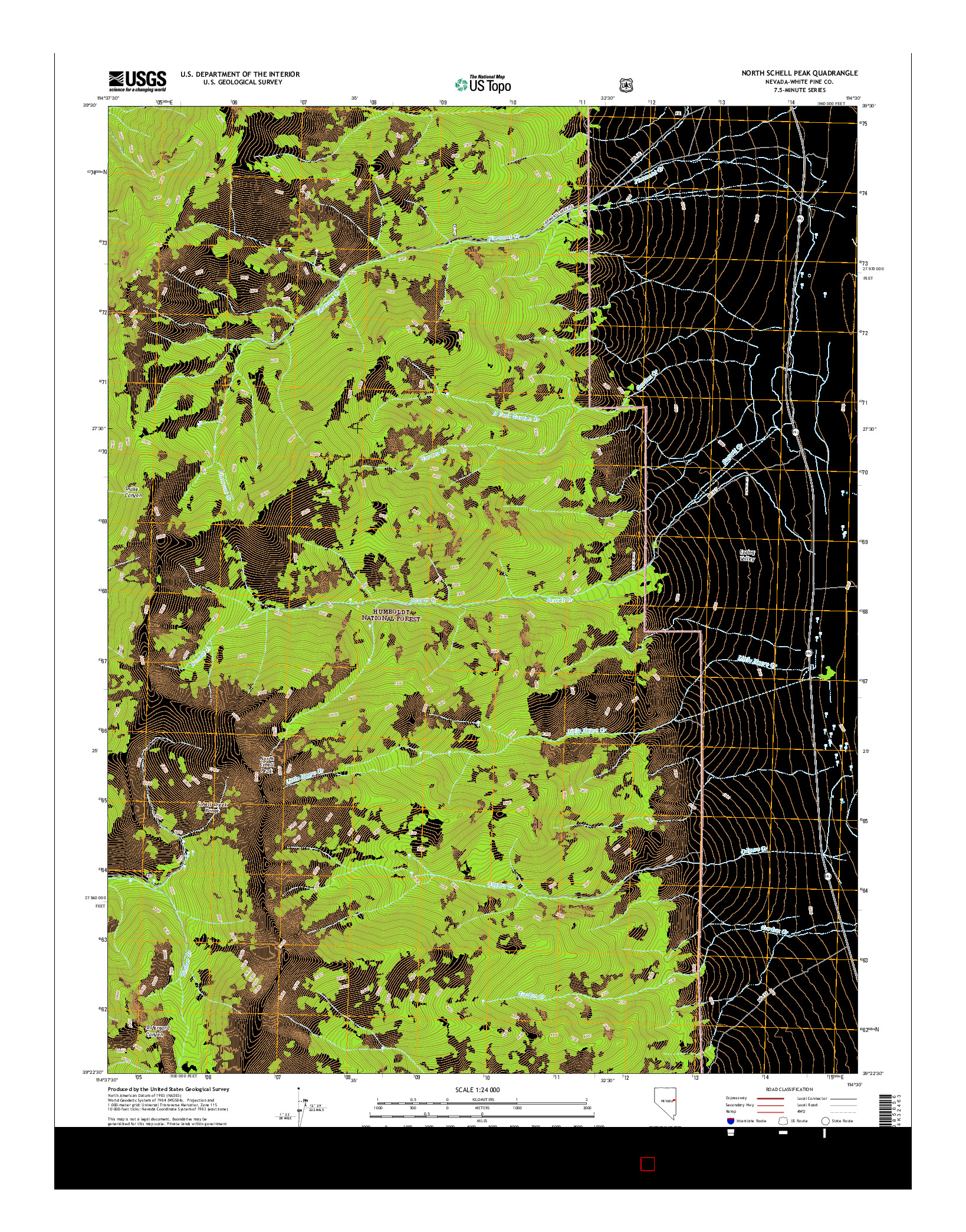 USGS US TOPO 7.5-MINUTE MAP FOR NORTH SCHELL PEAK, NV 2014