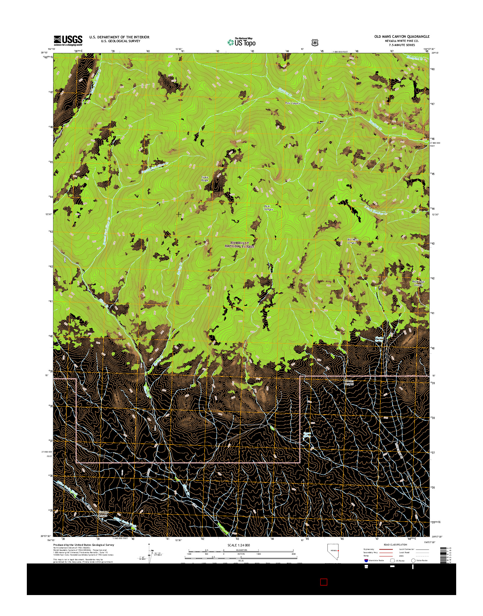 USGS US TOPO 7.5-MINUTE MAP FOR OLD MANS CANYON, NV 2014