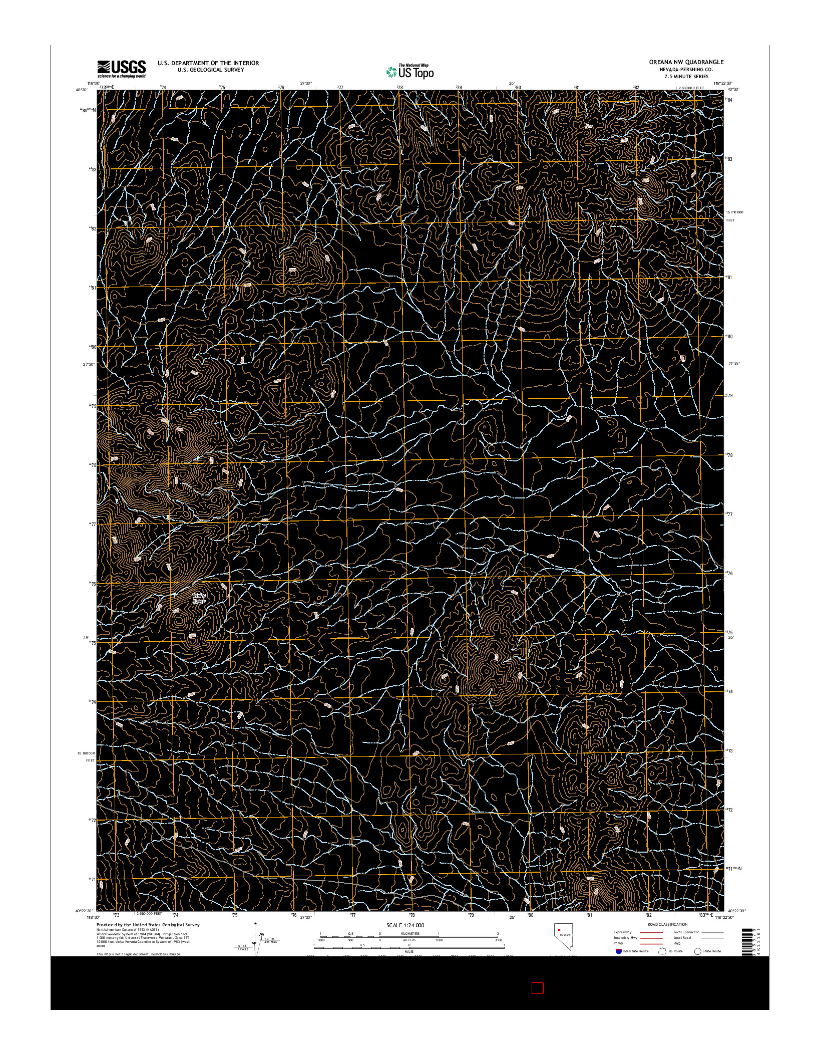 USGS US TOPO 7.5-MINUTE MAP FOR OREANA NW, NV 2014