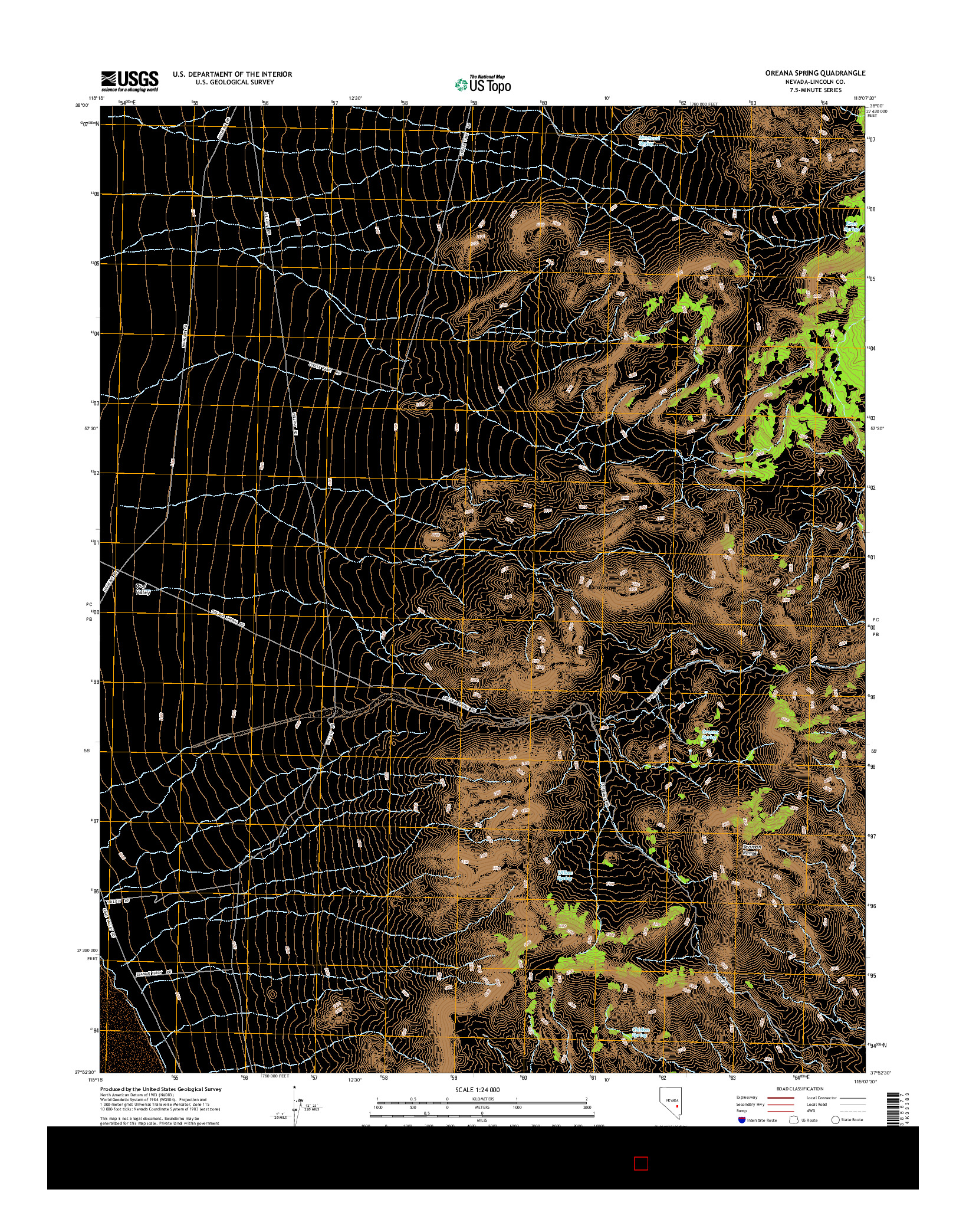 USGS US TOPO 7.5-MINUTE MAP FOR OREANA SPRING, NV 2014