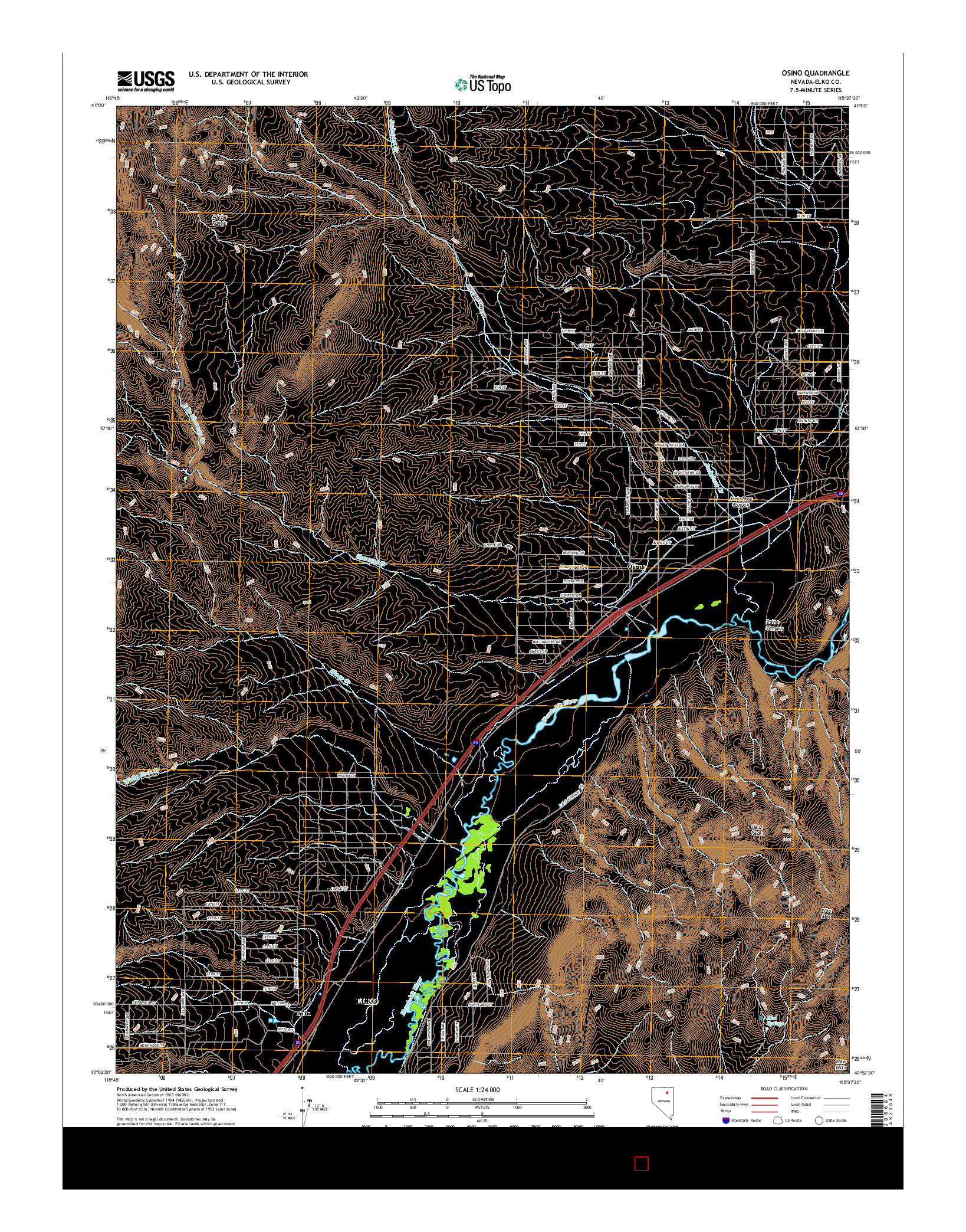 USGS US TOPO 7.5-MINUTE MAP FOR OSINO, NV 2014