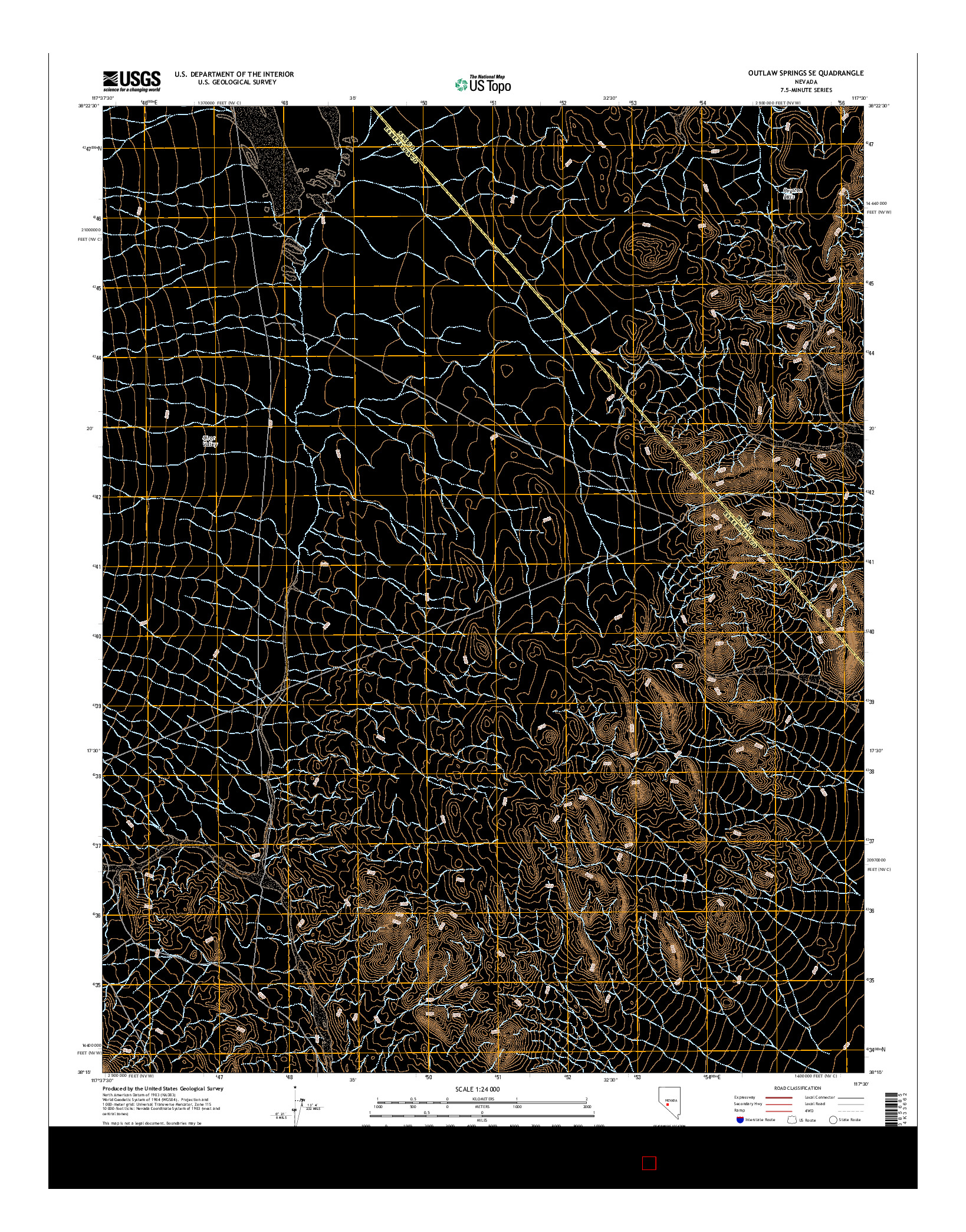 USGS US TOPO 7.5-MINUTE MAP FOR OUTLAW SPRINGS SE, NV 2014