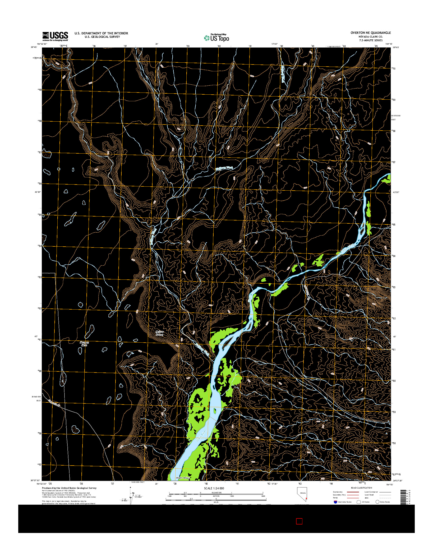 USGS US TOPO 7.5-MINUTE MAP FOR OVERTON NE, NV 2014