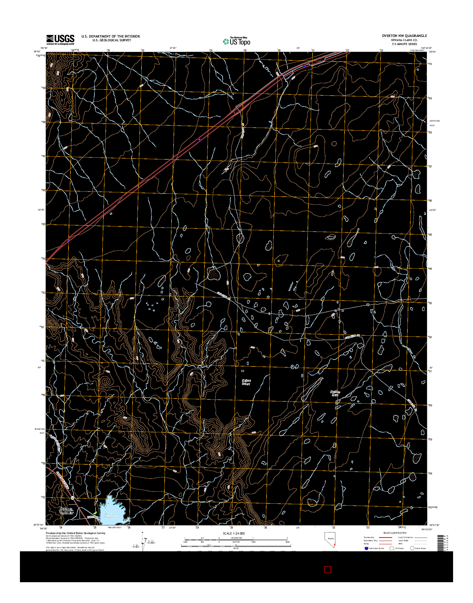 USGS US TOPO 7.5-MINUTE MAP FOR OVERTON NW, NV 2014