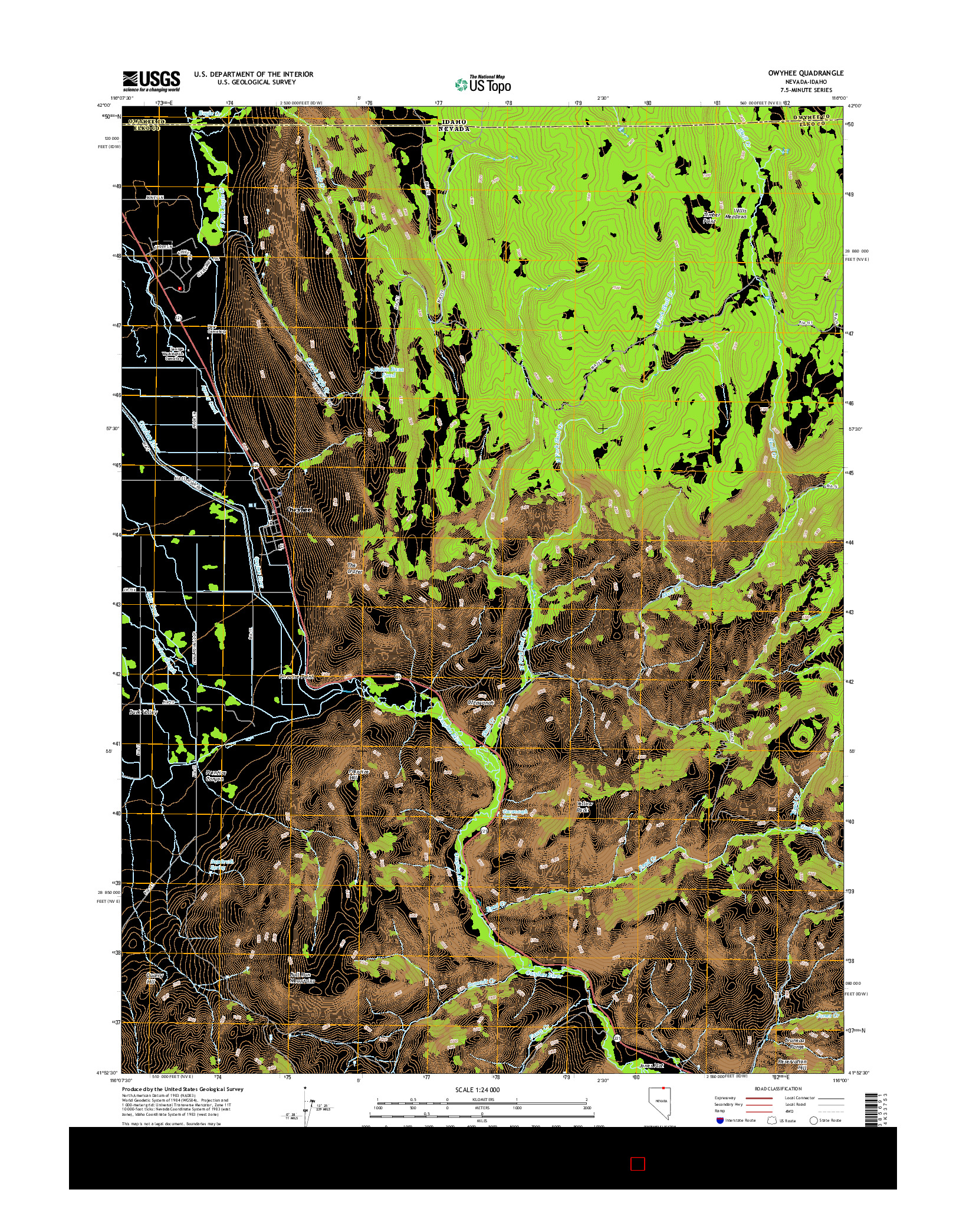 USGS US TOPO 7.5-MINUTE MAP FOR OWYHEE, NV-ID 2014