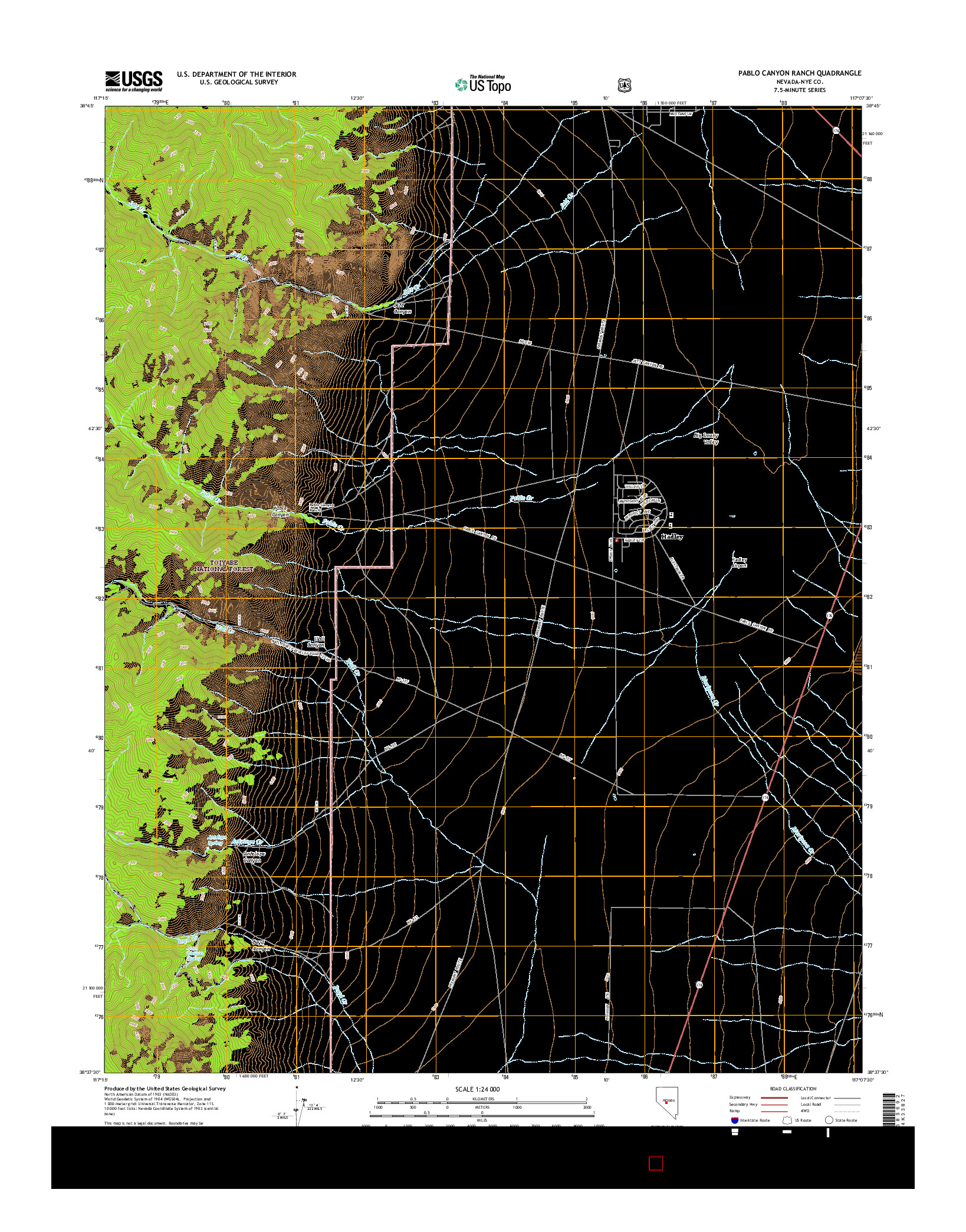 USGS US TOPO 7.5-MINUTE MAP FOR PABLO CANYON RANCH, NV 2014