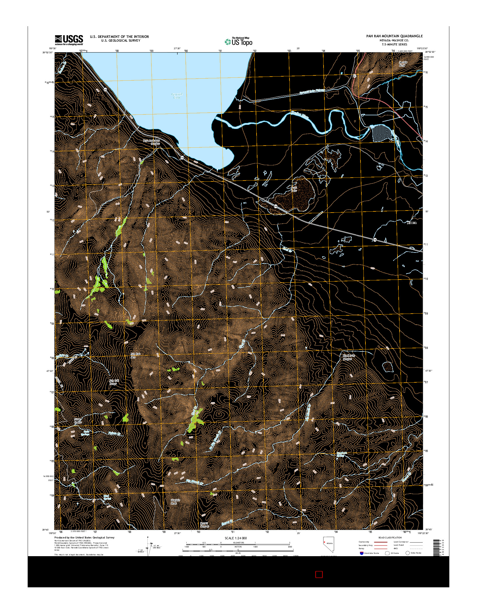 USGS US TOPO 7.5-MINUTE MAP FOR PAH RAH MOUNTAIN, NV 2014