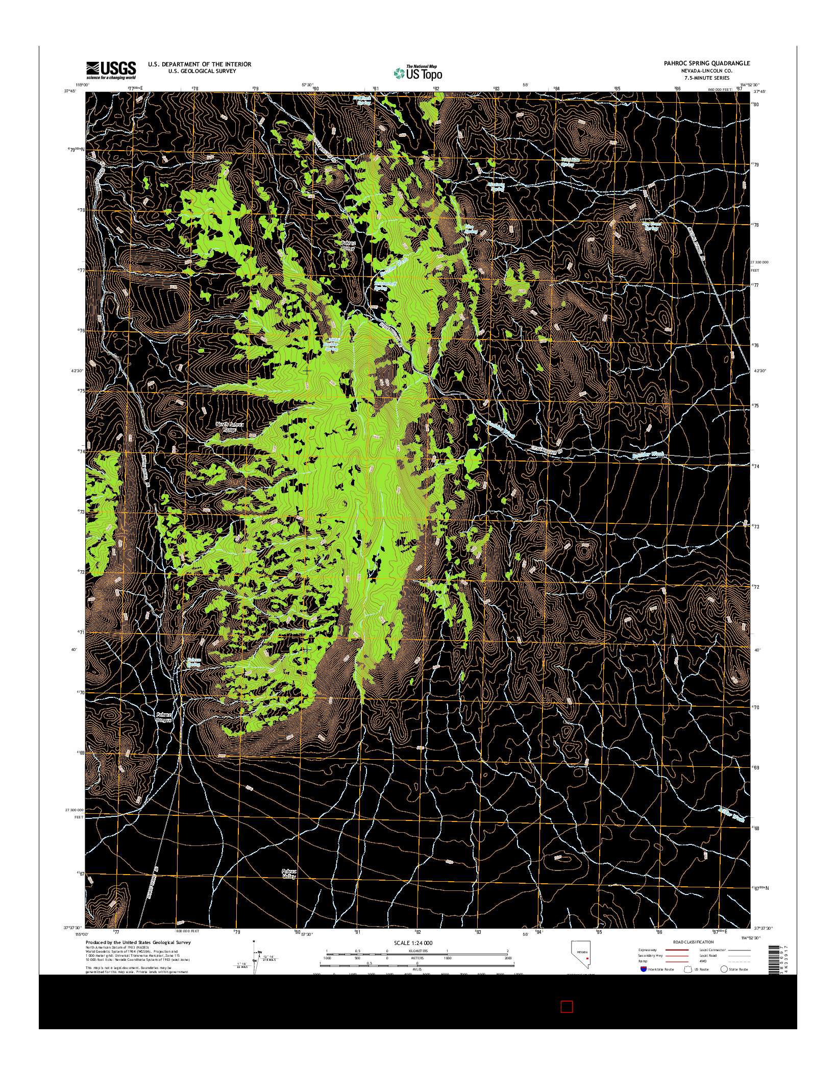 USGS US TOPO 7.5-MINUTE MAP FOR PAHROC SPRING, NV 2014