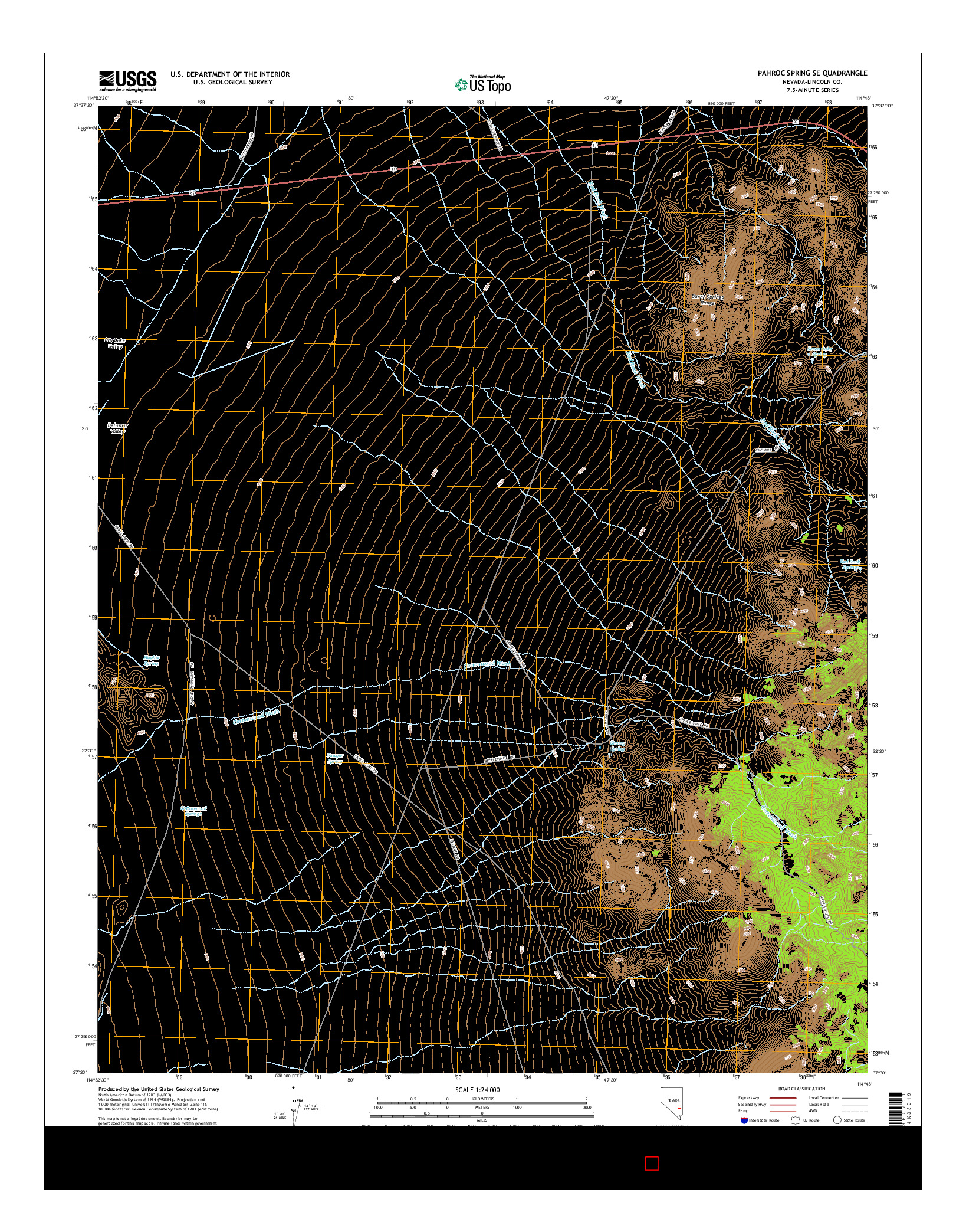USGS US TOPO 7.5-MINUTE MAP FOR PAHROC SPRING SE, NV 2014