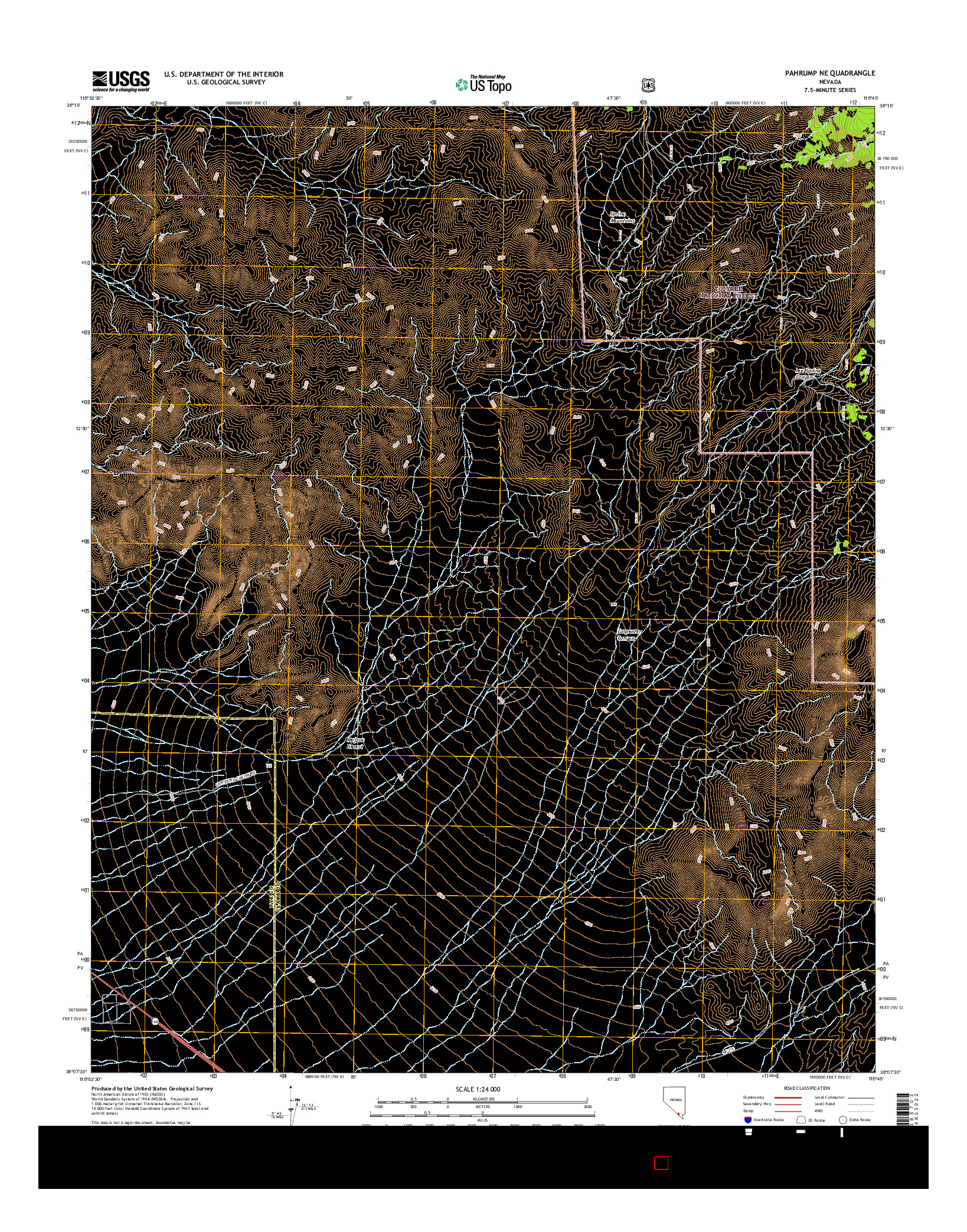 USGS US TOPO 7.5-MINUTE MAP FOR PAHRUMP NE, NV 2014